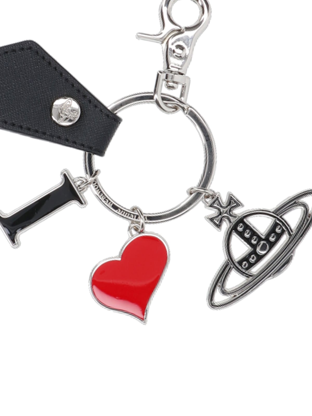 Shop Vivienne Westwood Polly I Love Orb Logo Keyring In Silver