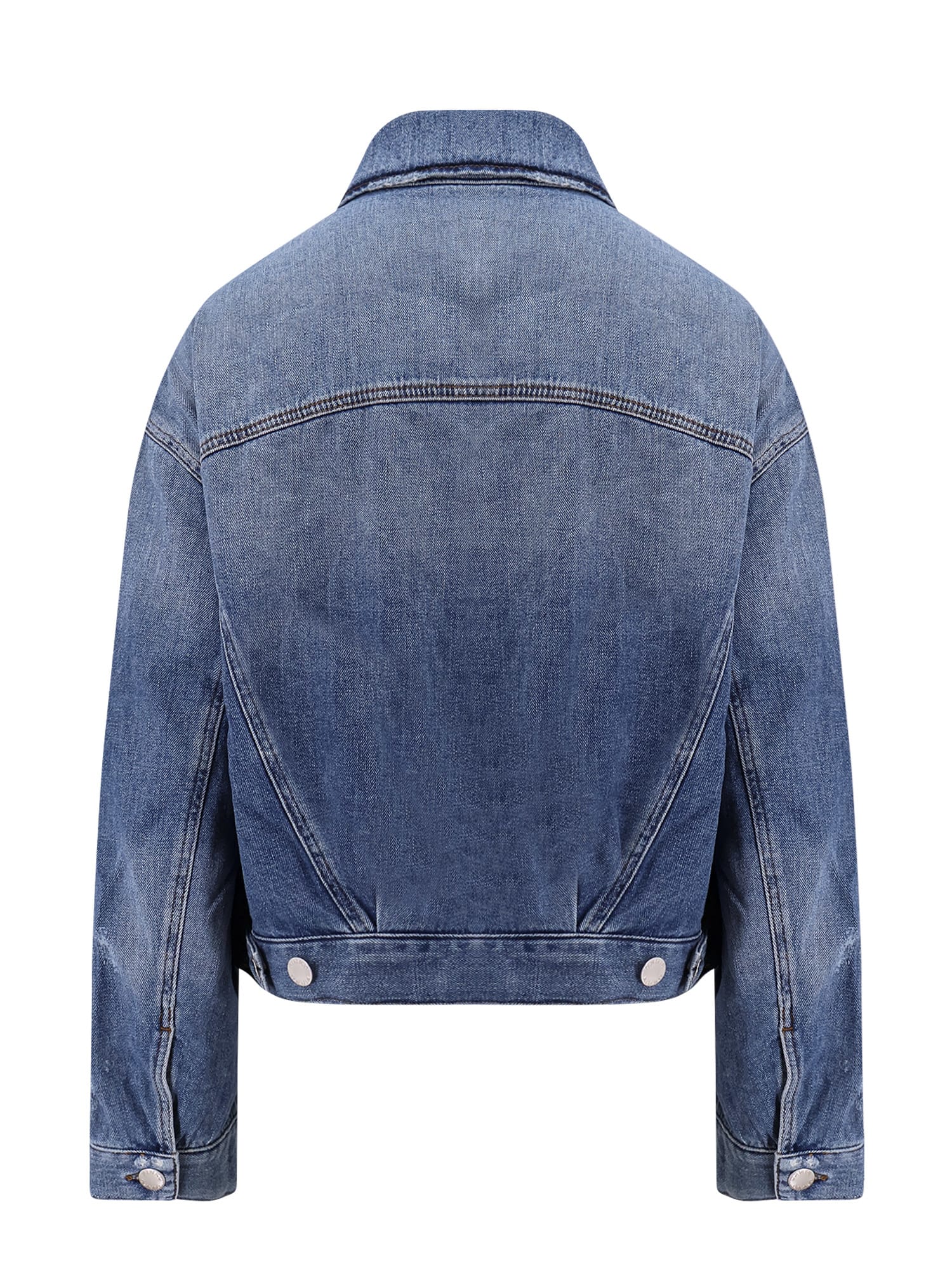 Pinko Denim Jacket Distressed Flap Pockets In Blue
