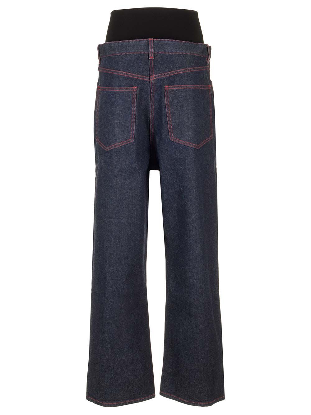 Shop Alaïa Knit Band Jeans In Blue