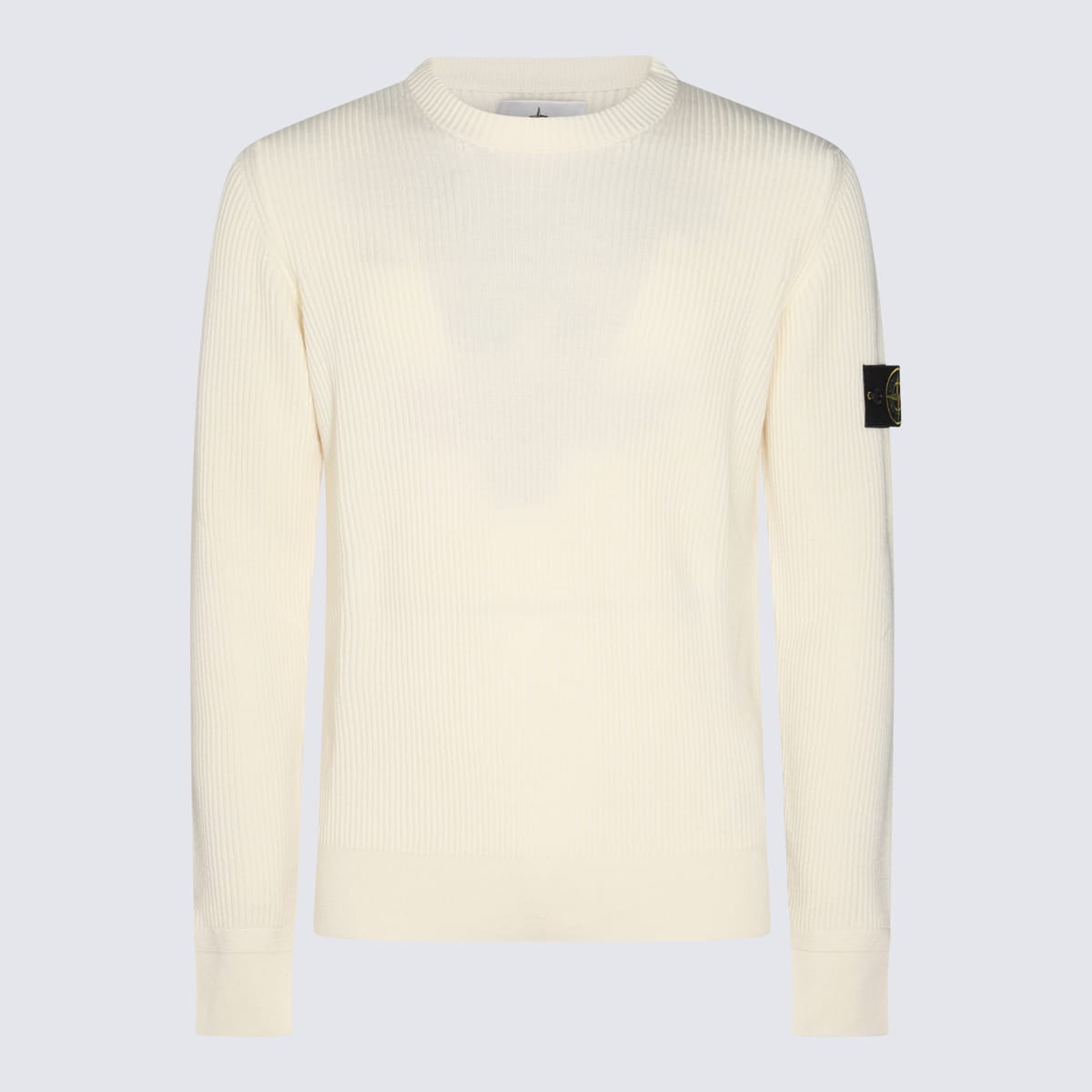 Shop Stone Island White Wool Knitwear In Beige