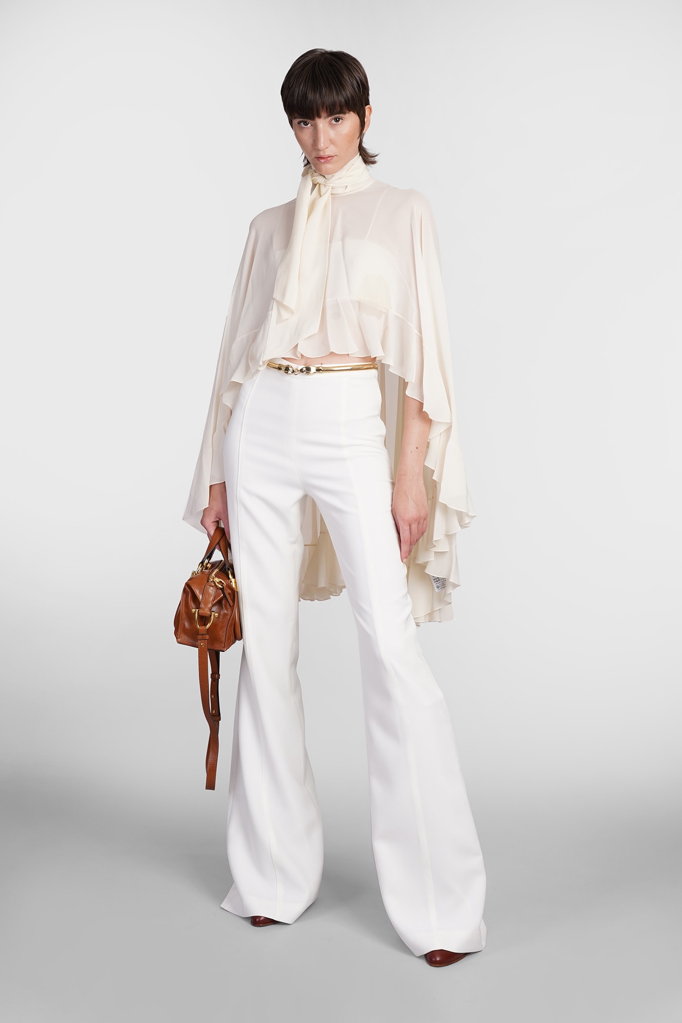 Shop Chloé Blouse In Beige Silk