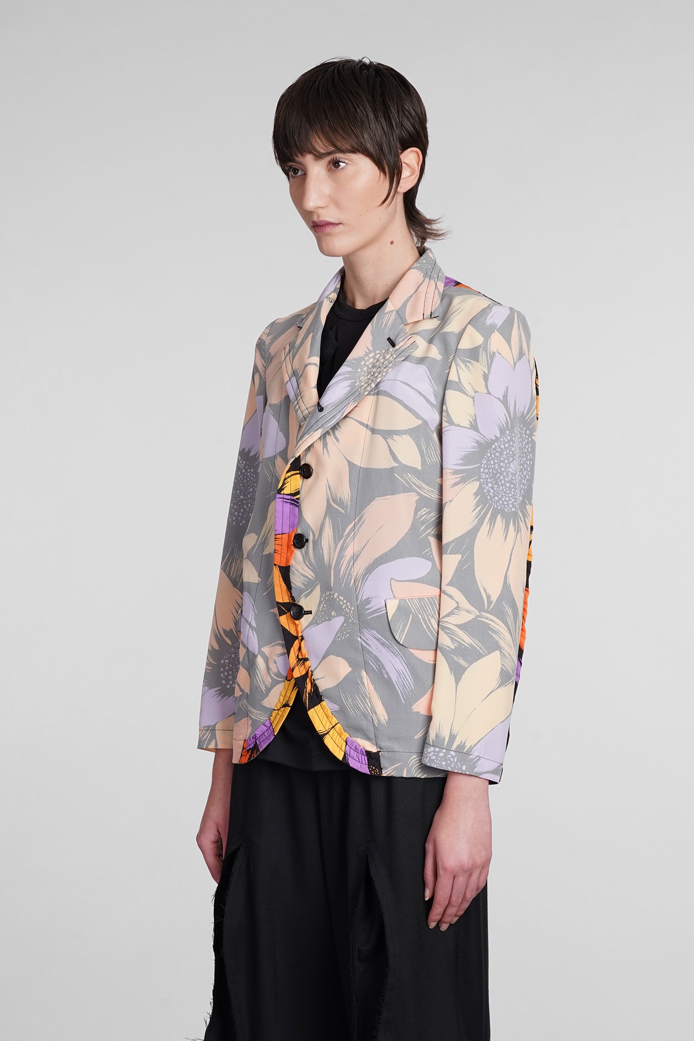 Shop Comme Des Garçons Blazer In Multicolor Polyester