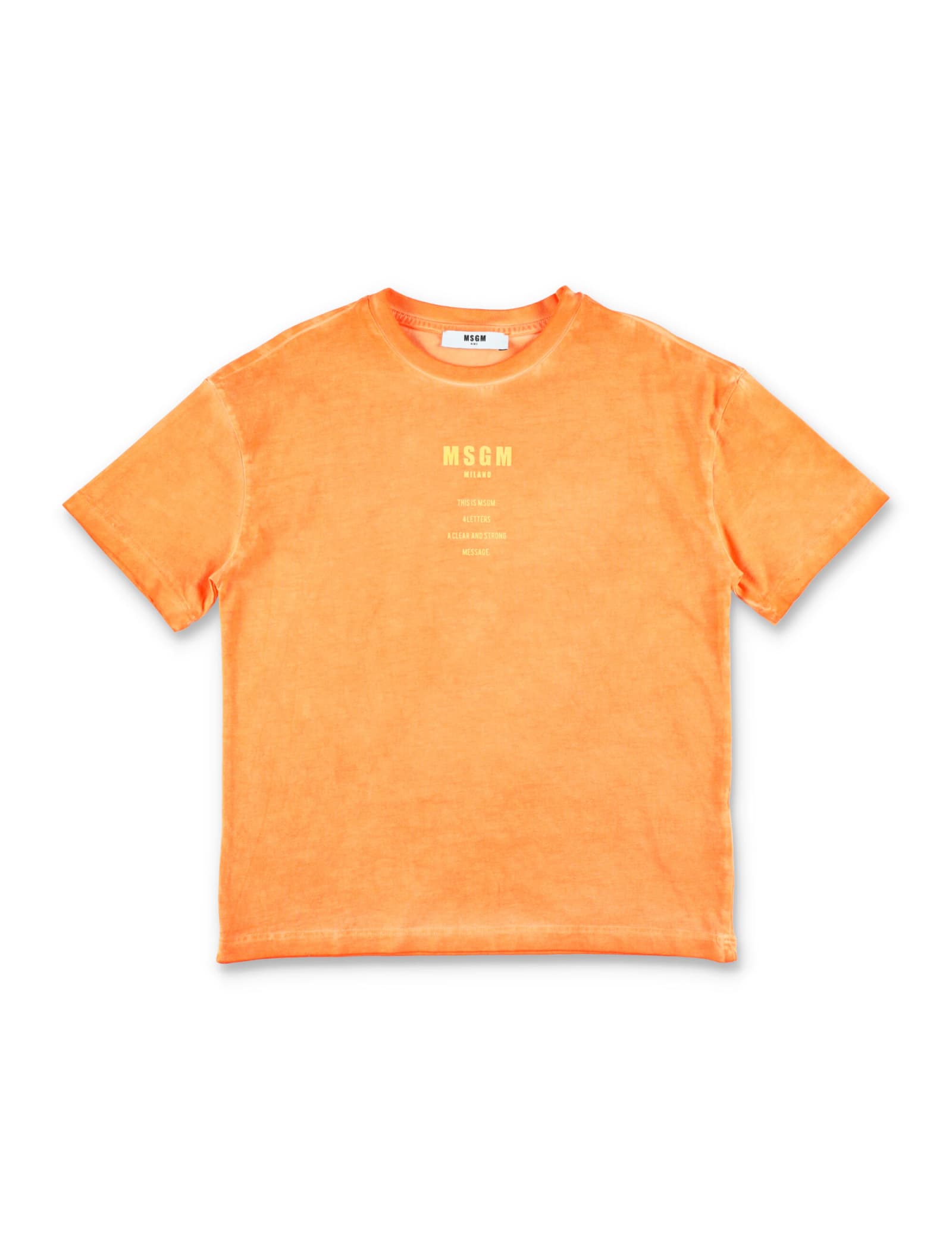 Msgm Logo-print Cotton T-shirt In Orange