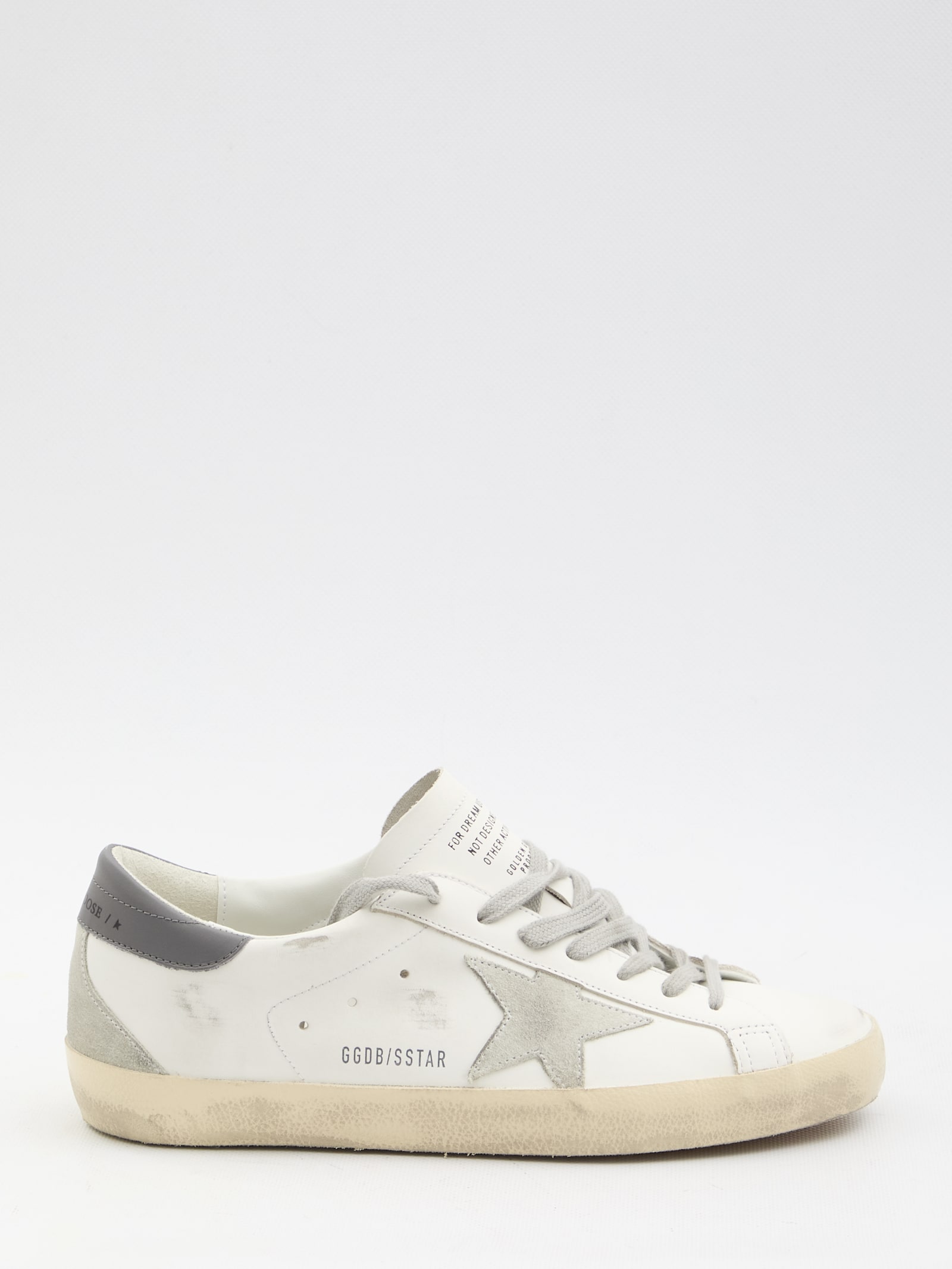 Golden Goose Men Super Star Leather Upper And Heel Suede Star And Spur In White
