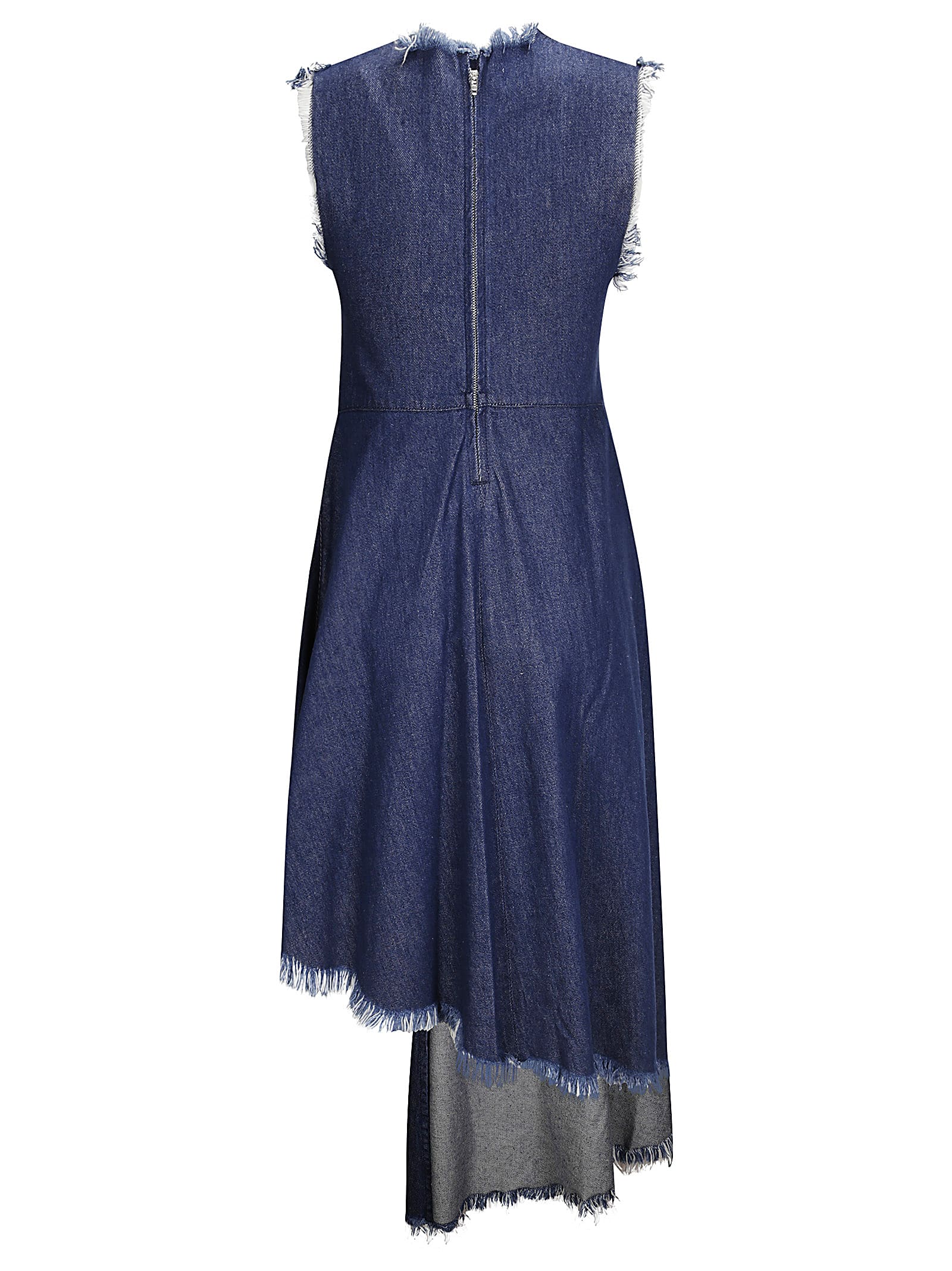 Shop Marques' Almeida Sleeveless Midi Dress With Assymetric Hem In Indigo Denim