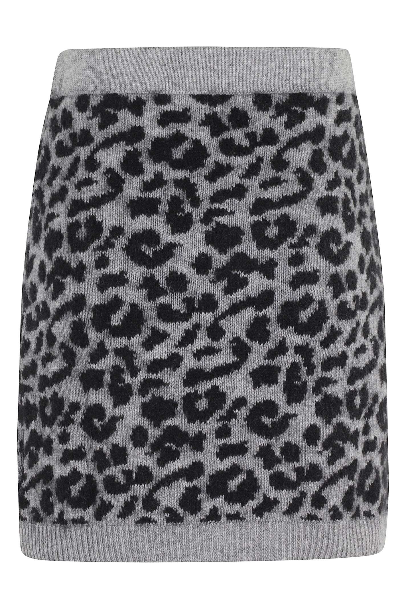 Federica Tosi Spotted Knit Mini Skirt With Ribbed Hemline In Gray