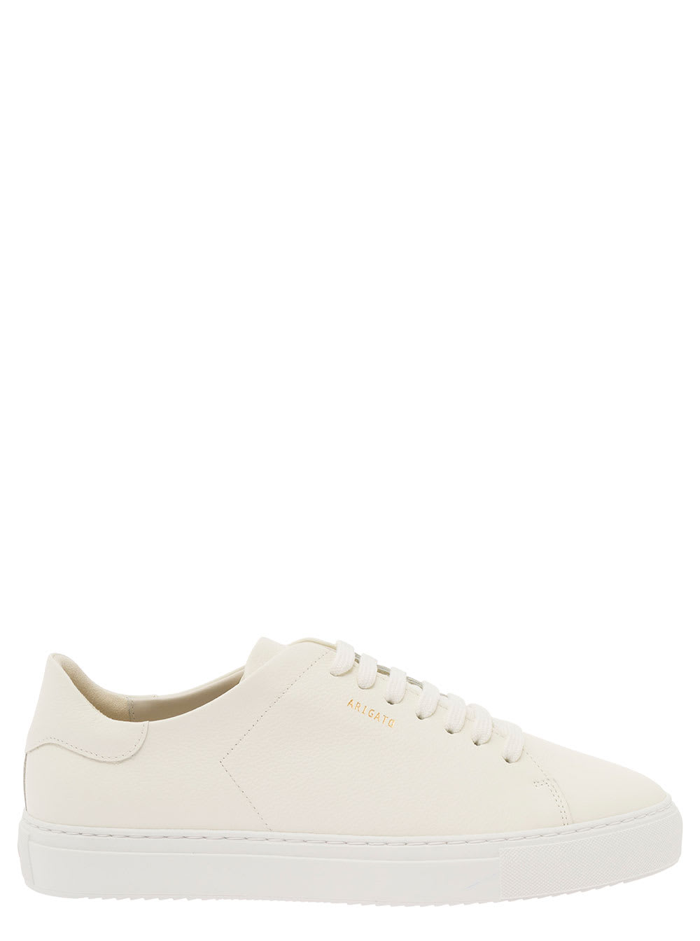 AXEL ARIGATO CLEAN 90 WHITE LOW TOP SNEAKERS WITH LAMINATED LOGO IN LEATHER MAN