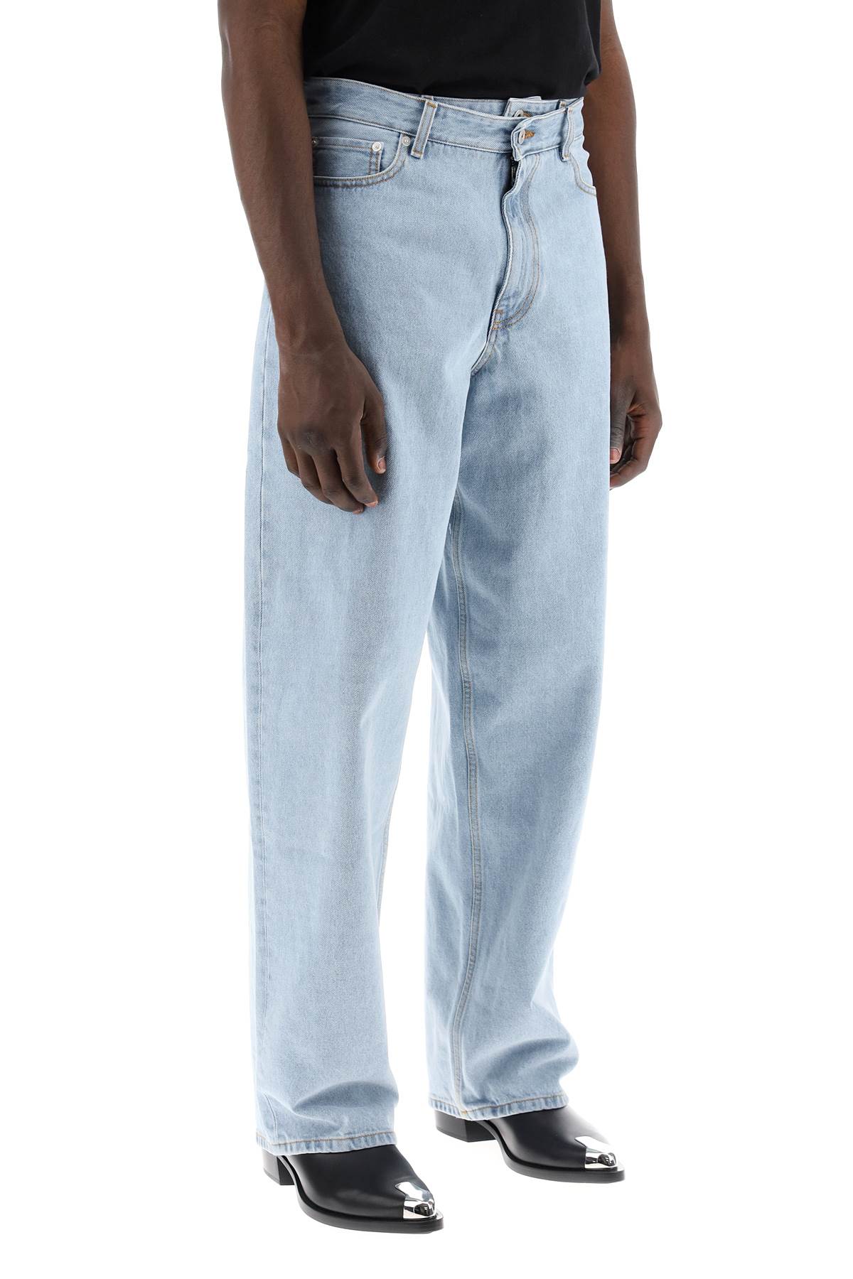 Shop Y/project Evergreen Double-waist Jeans In Evergreen Ice Blue (blue)