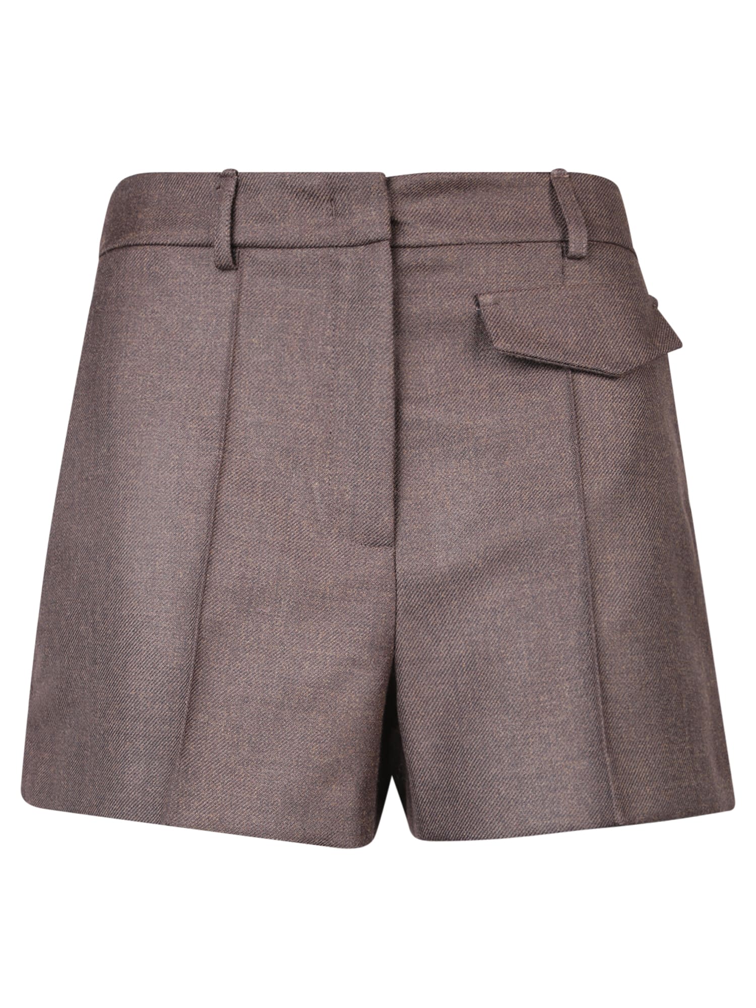 Blanca Vita Tailored High-waisted Shorts With Chic Pleat Detail And Comfortable Stretch Blend In Brown
