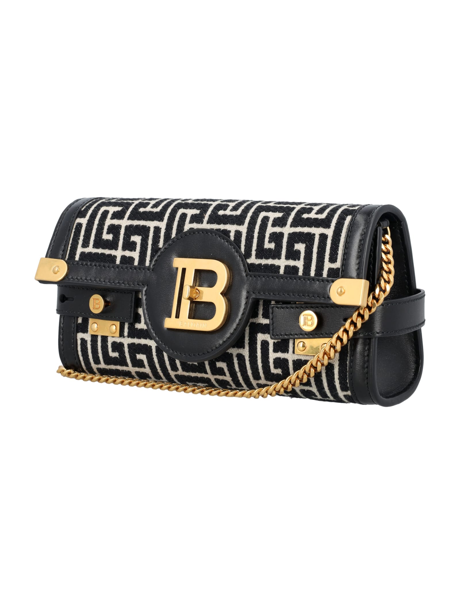 Shop Balmain B-buzz Pouch 23 Monogram In Avorio Nero