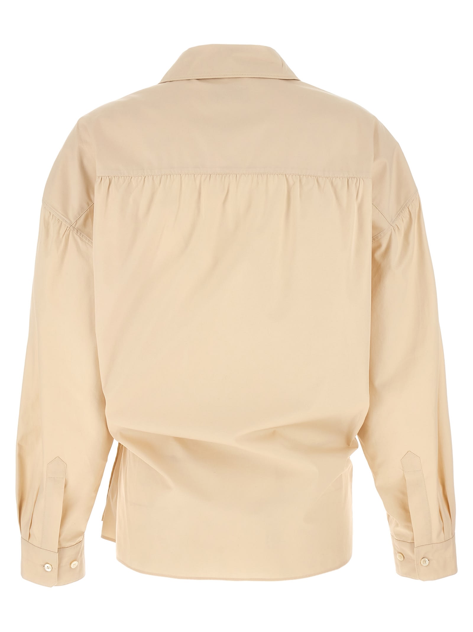 Shop Lemaire Straight Collar Twisted Shirt In Beige