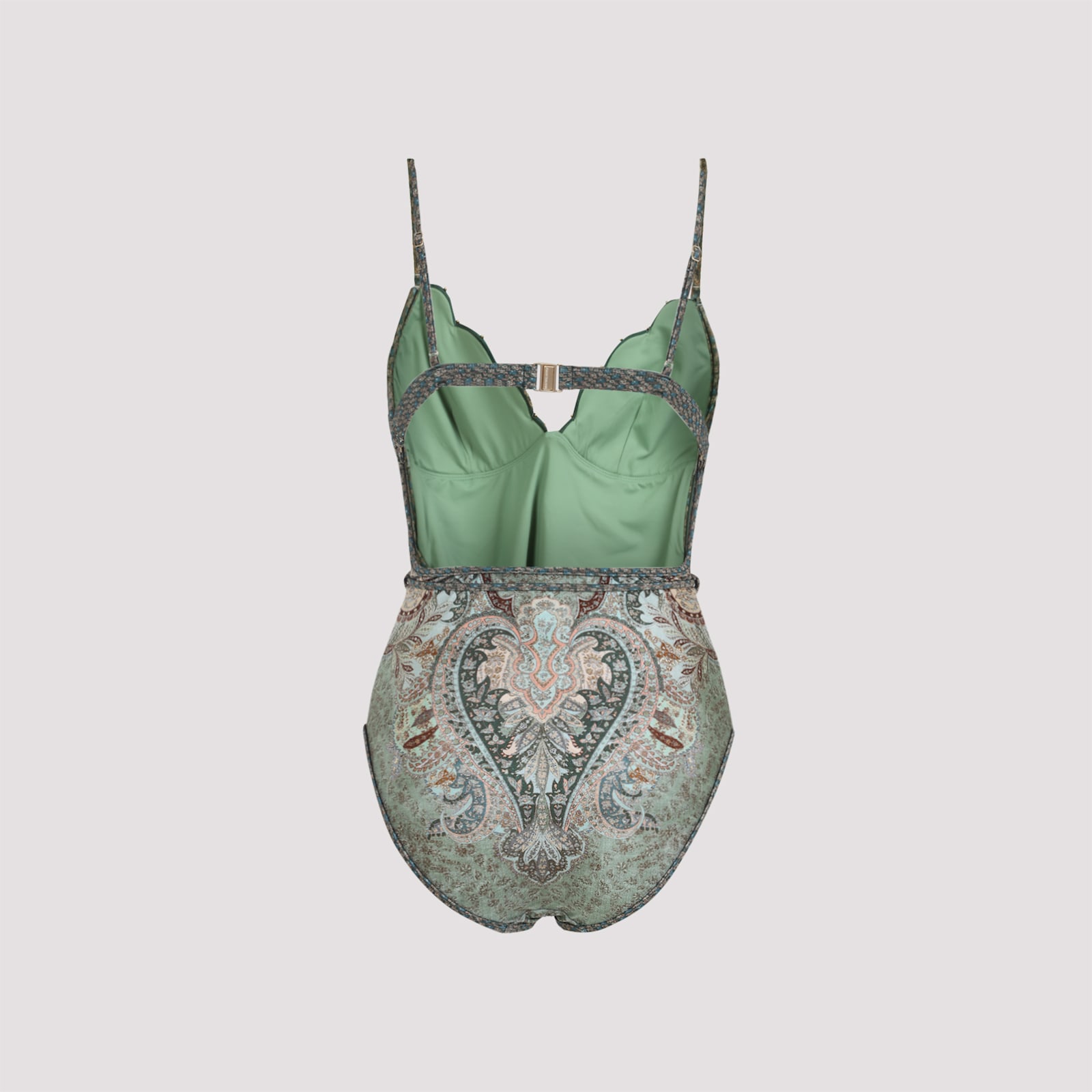 Zimmermann Wanderlust Scallop One-piece In Green