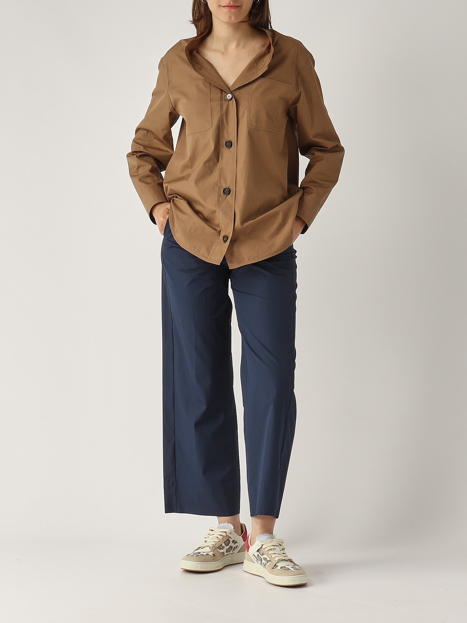 S Max Mara Cropped Silver Pants In Blue