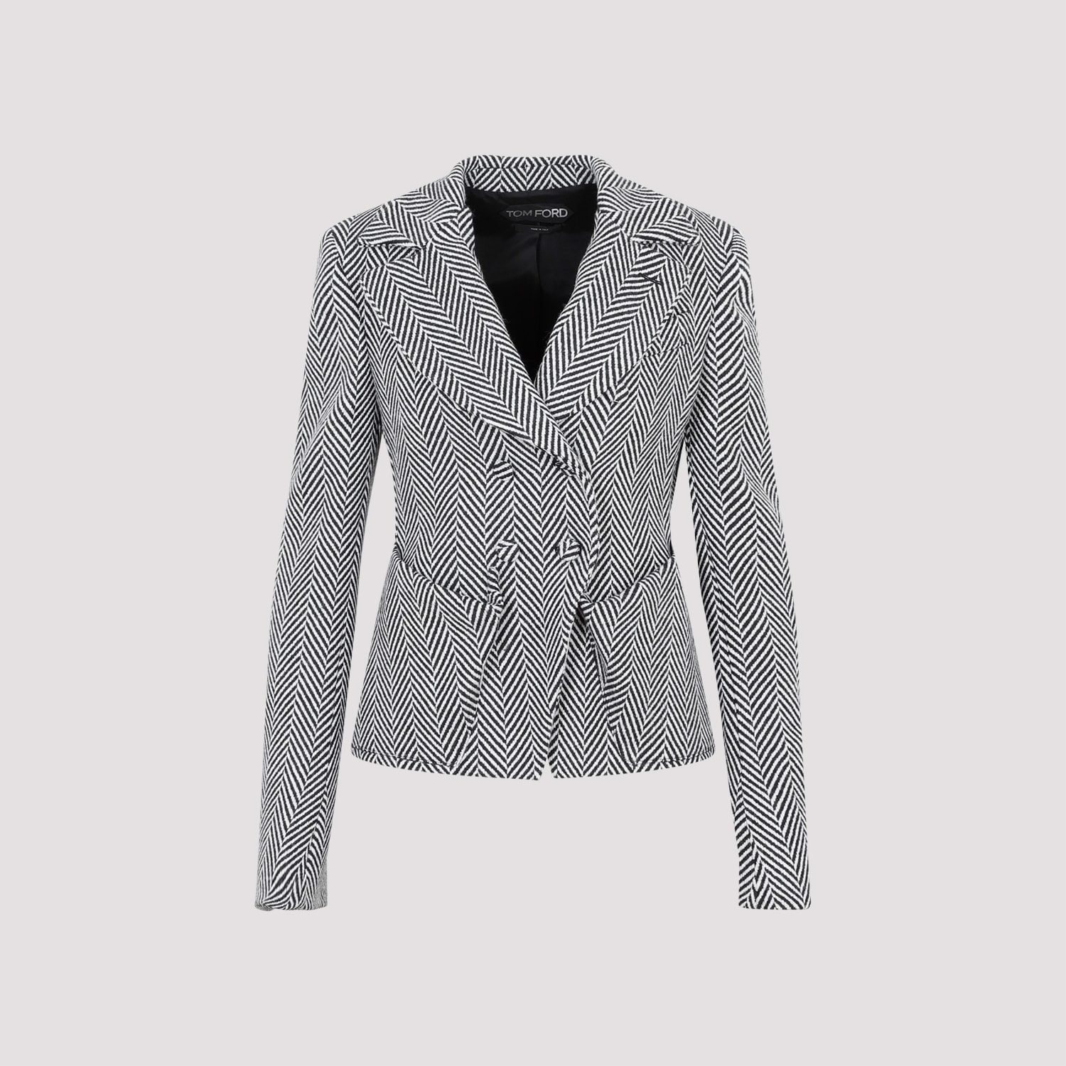 Shop Tom Ford Chevron Fitted Jacket In Zlbaw Black White