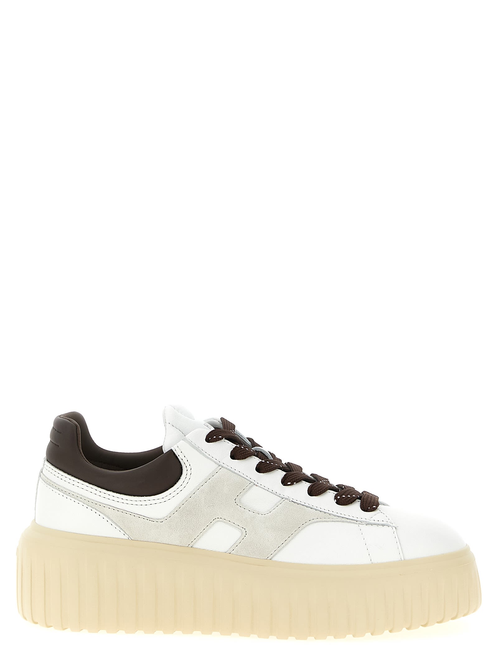 Hogan Striped Sneakers With Padded Collar And Contrasting Sole In White