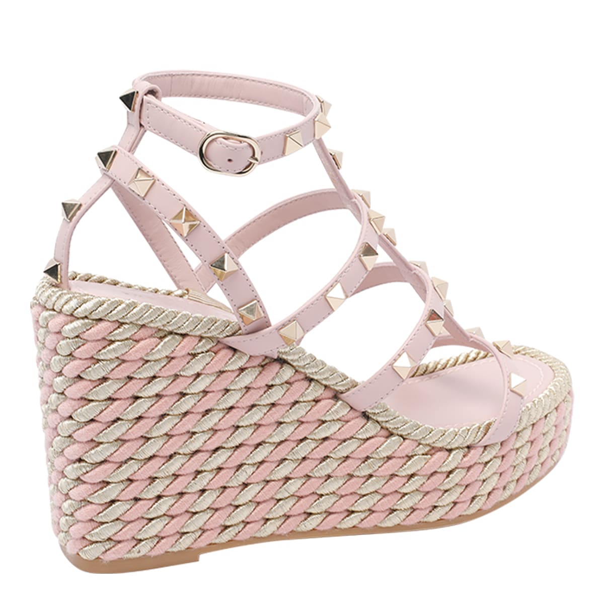 Valentino Studded Espadrille Platform Sandals In Pink