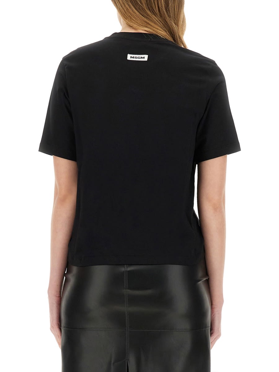 Msgm Asymmetrical T-shirt Knot Detail In Black