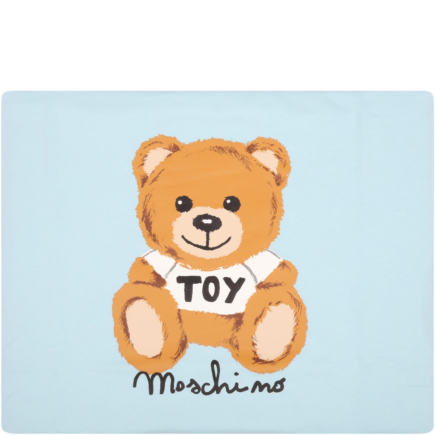 Moschino Light Blue Blanket For Baby Boy With Teddy Bear