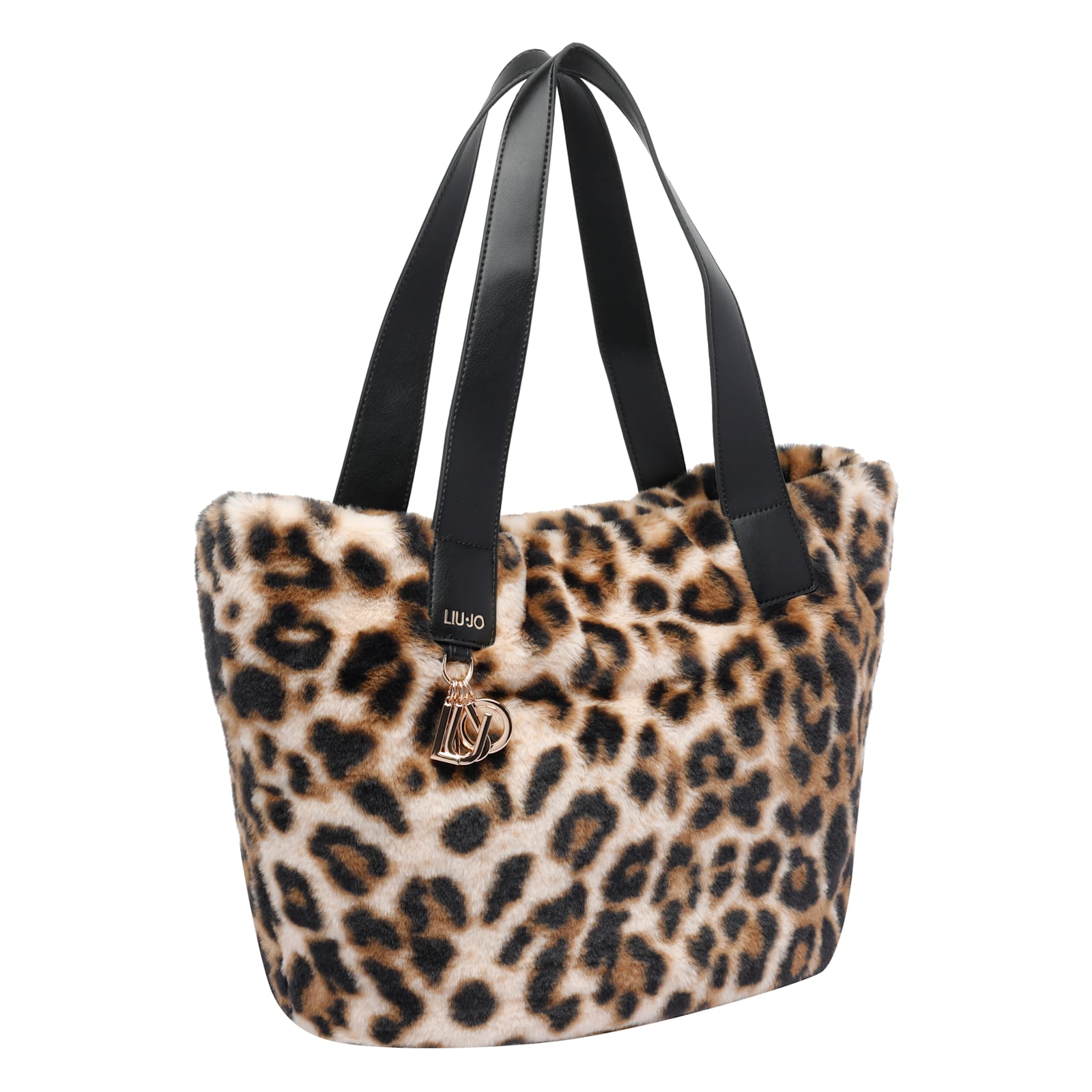 Liu •jo Leopard Print Faux Fur Shoulder Bag In Brown