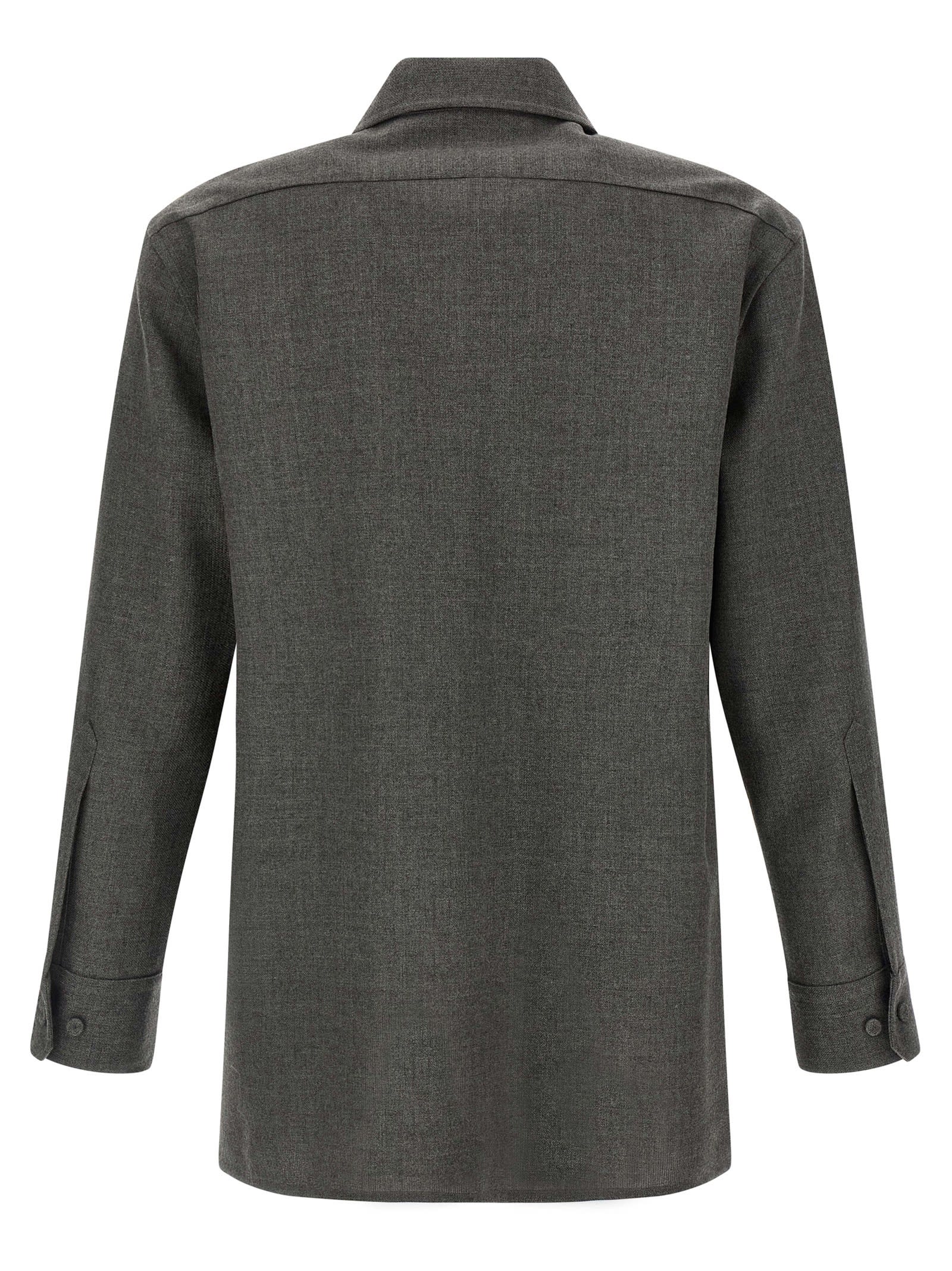 Jil Sander Studded Collar Long Sleeves Chest Pockets In Green