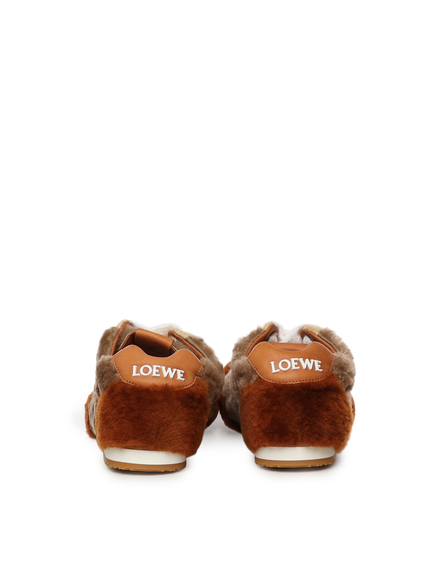 Loewe Ballet Runner 2.0 Leather-trimmed Shearling Sneakers In Multi