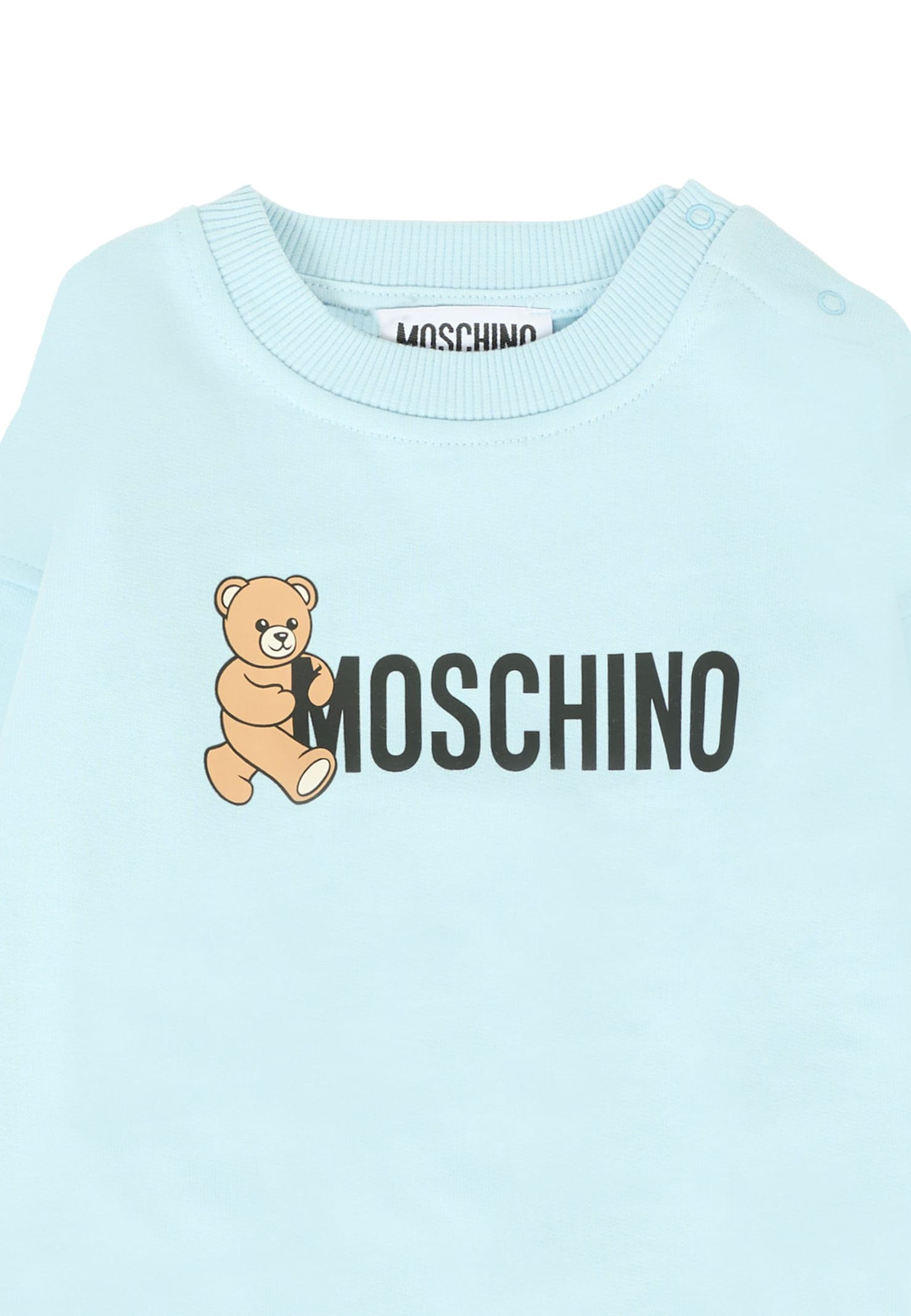 Moschino Light Blue T-shirt For Baby Boy With Teddy Bear In Blue