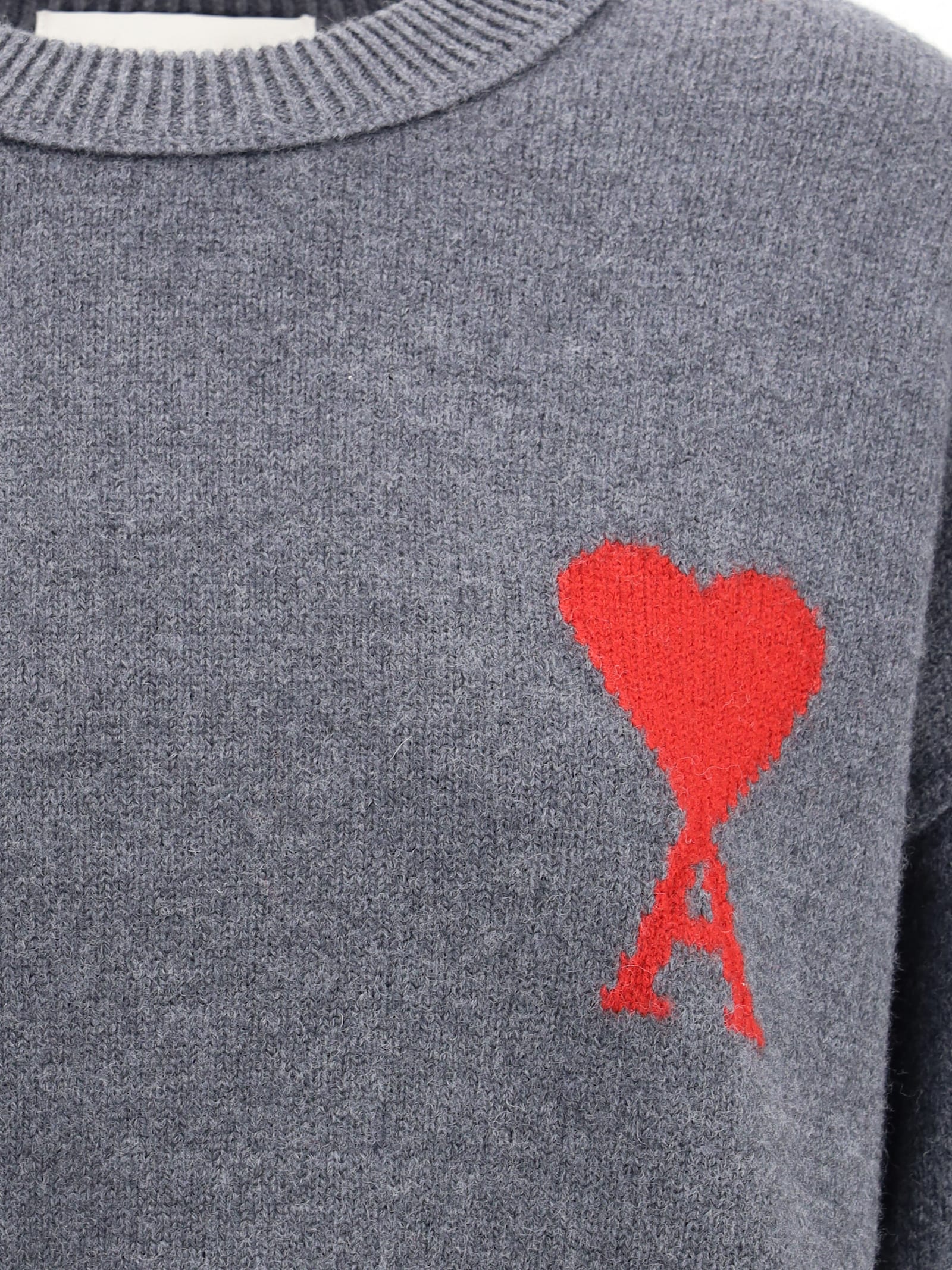 Ami Alexandre Mattiussi Ami De Coeur Sweater In Gray