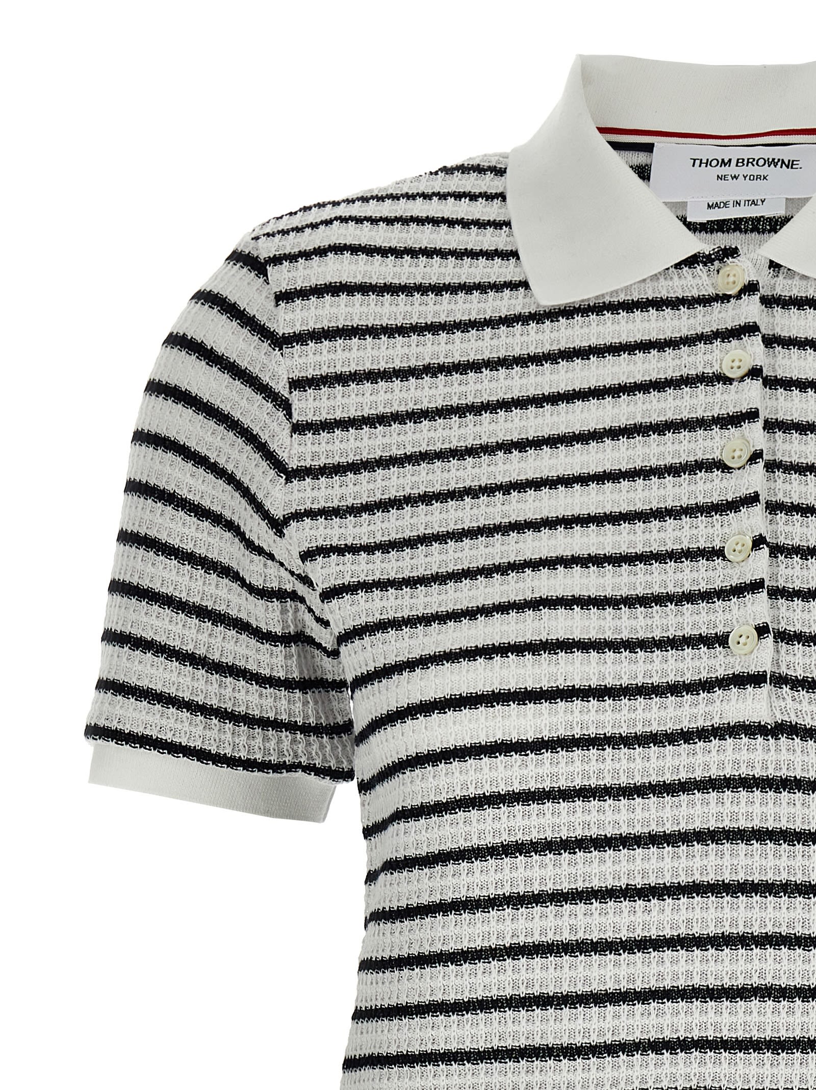 Thom Browne Striped Textured-knit Polo Shirt In Multicolor
