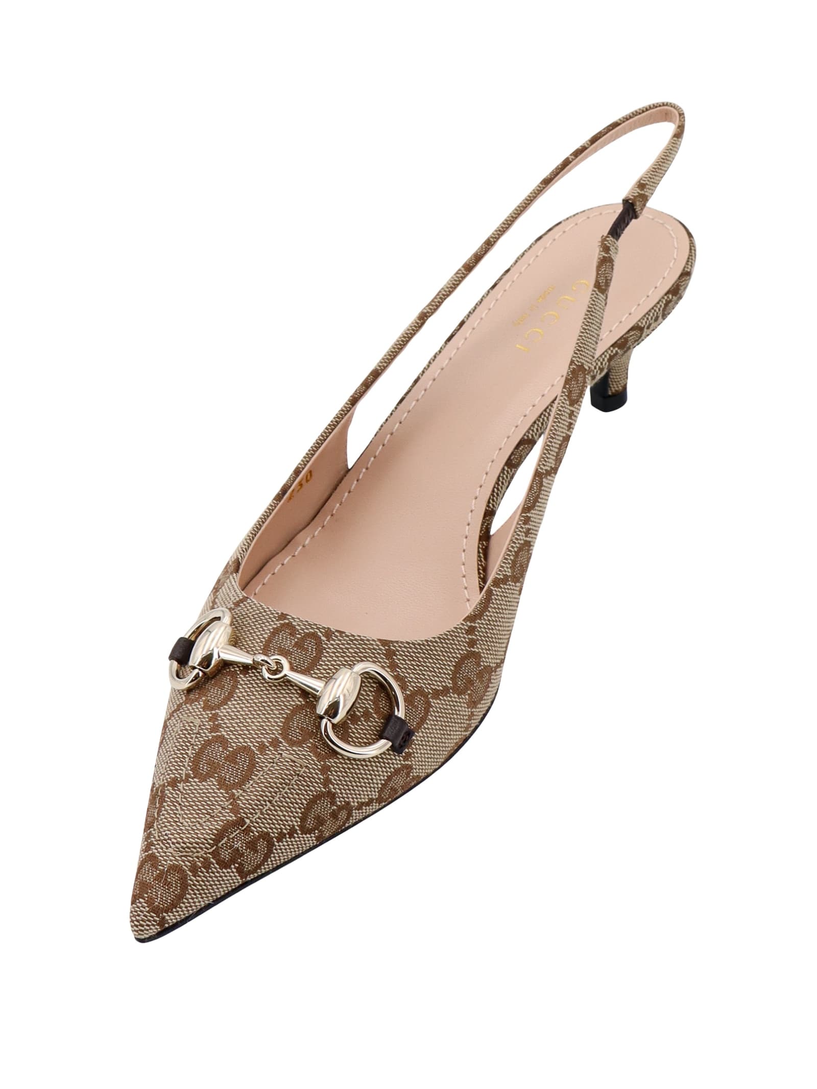 Shop Gucci Slingback In Beige