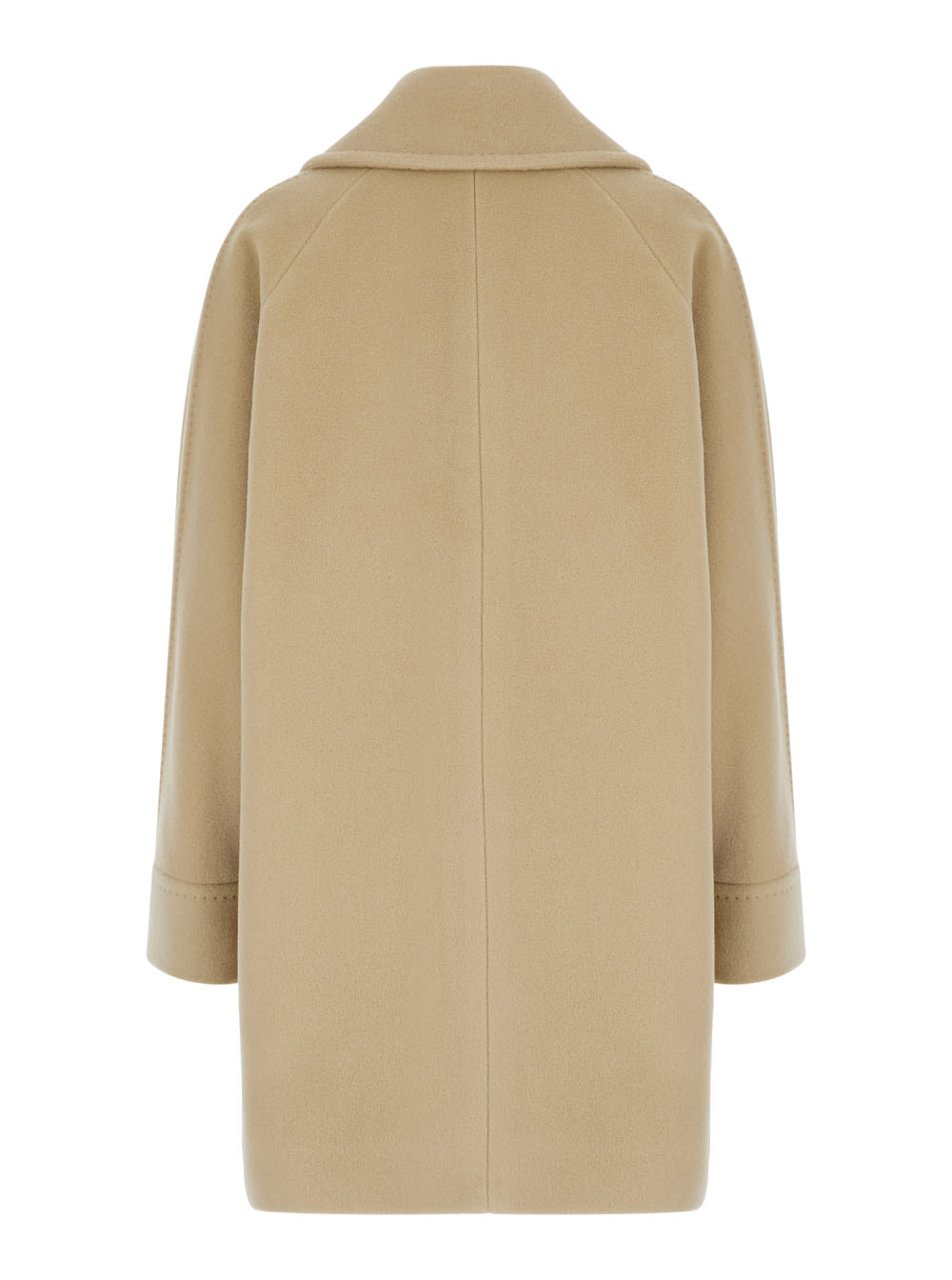 Shop Tagliatore Beige Double-breasted Coat With Wide Notched Revers And Jewel Buttons In Wool Blend Woman