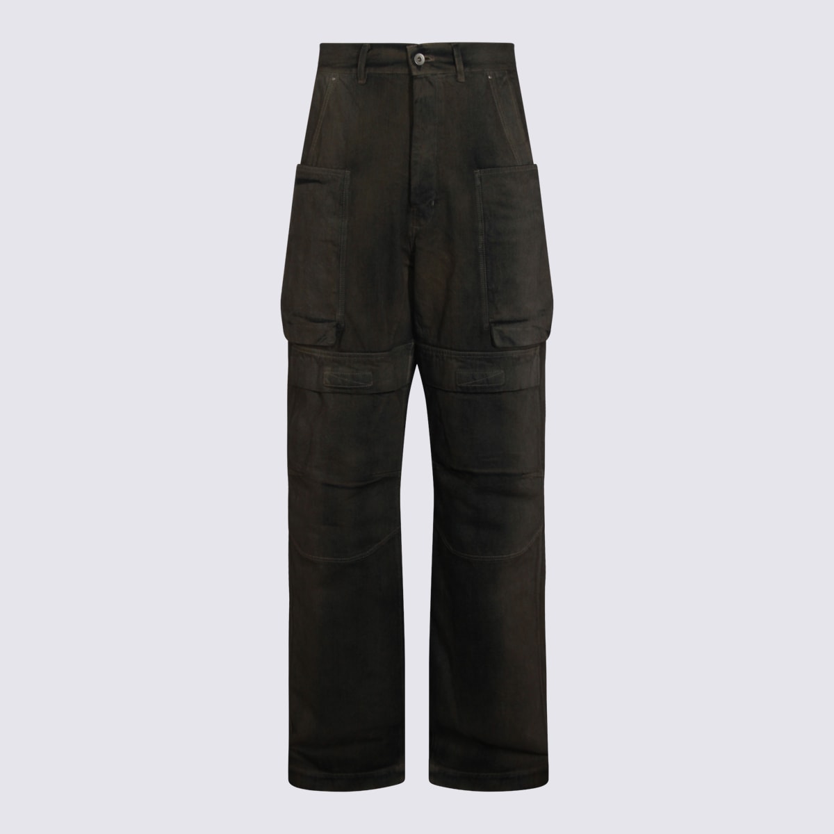 Rick Owens Dark Grey Cotton Stefan Cargo Jeans In Brown