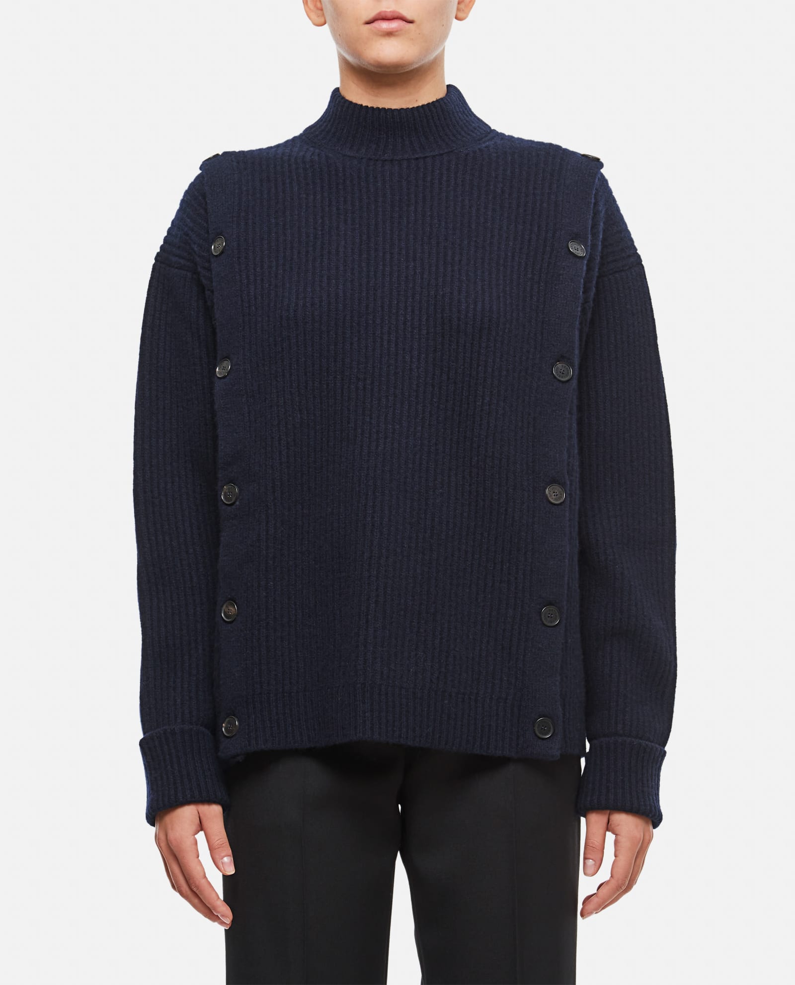 Shop Setchu Button Jumper In Blue