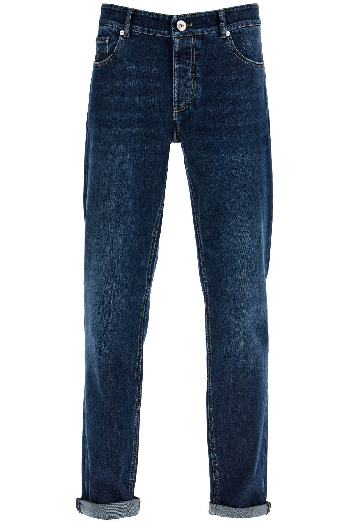 Shop Brunello Cucinelli Traditional Fit Jeans In Denim Scuro (blue)