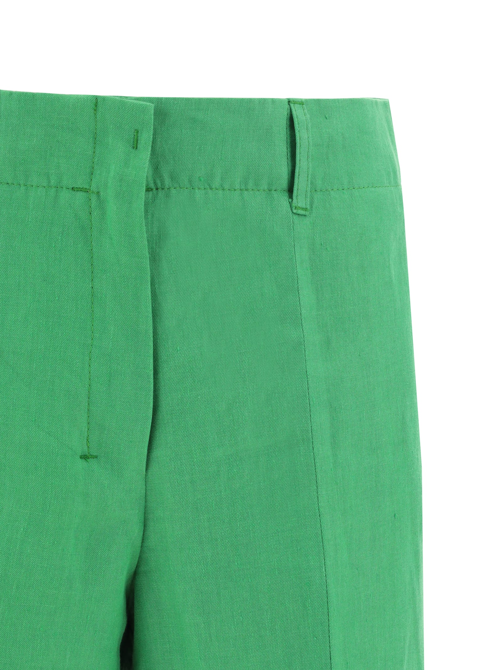 Sportmax Summer Linen Trousers Pockets In Green