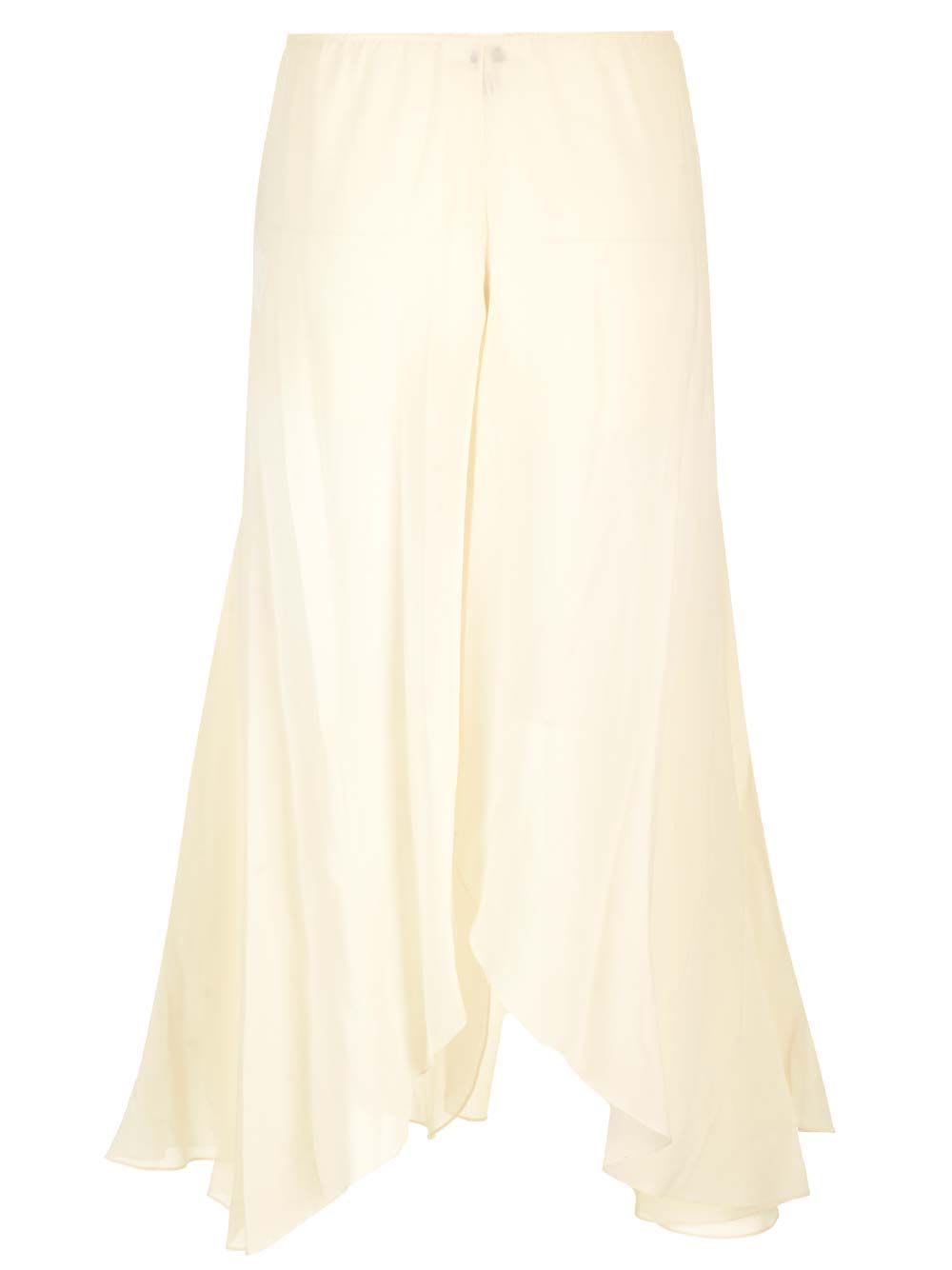 Shop Chloé Flowing Silk Georgette Trousers In White