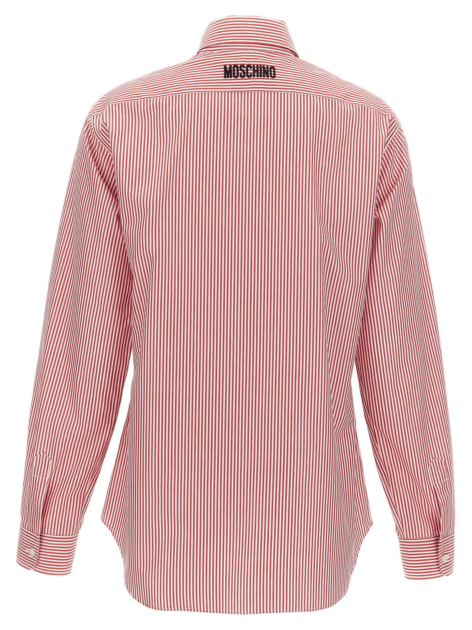 Shop Moschino Oca Embroidered Shirt In Red