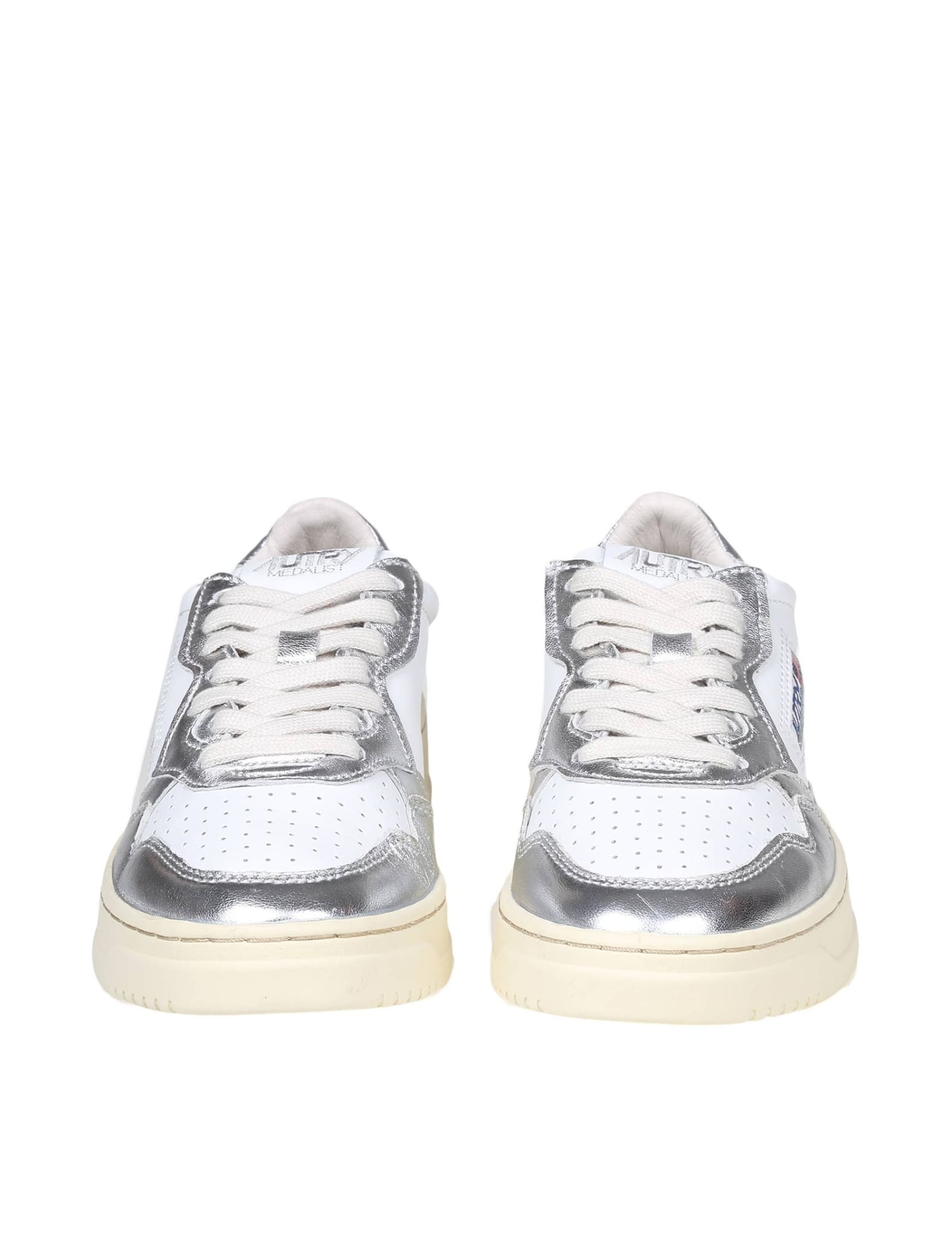 Shop Autry Sneakers In White And Silver Leather In White/silver