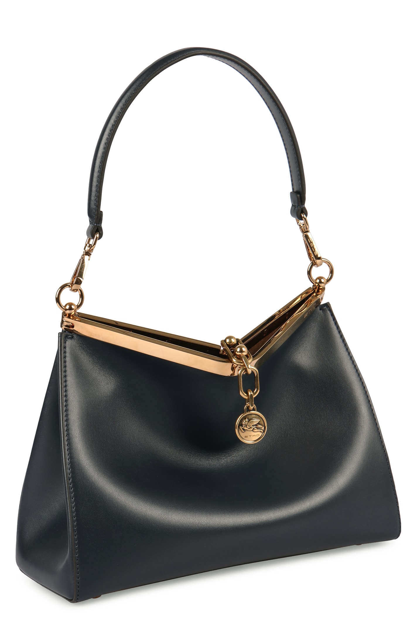 Shop Etro Vela Media Leather Shoulder Bag In Black