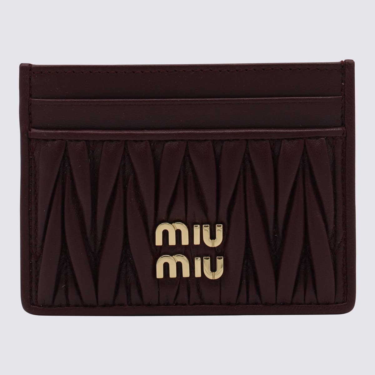 Miu Miu Bordeaux Leather Card Holder In Burgundy