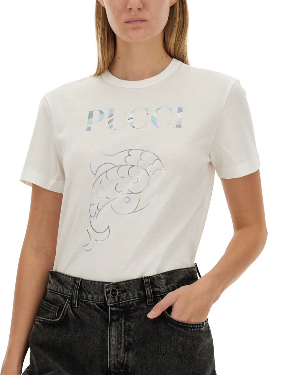 Shop Pucci T-shirt With Logo In White