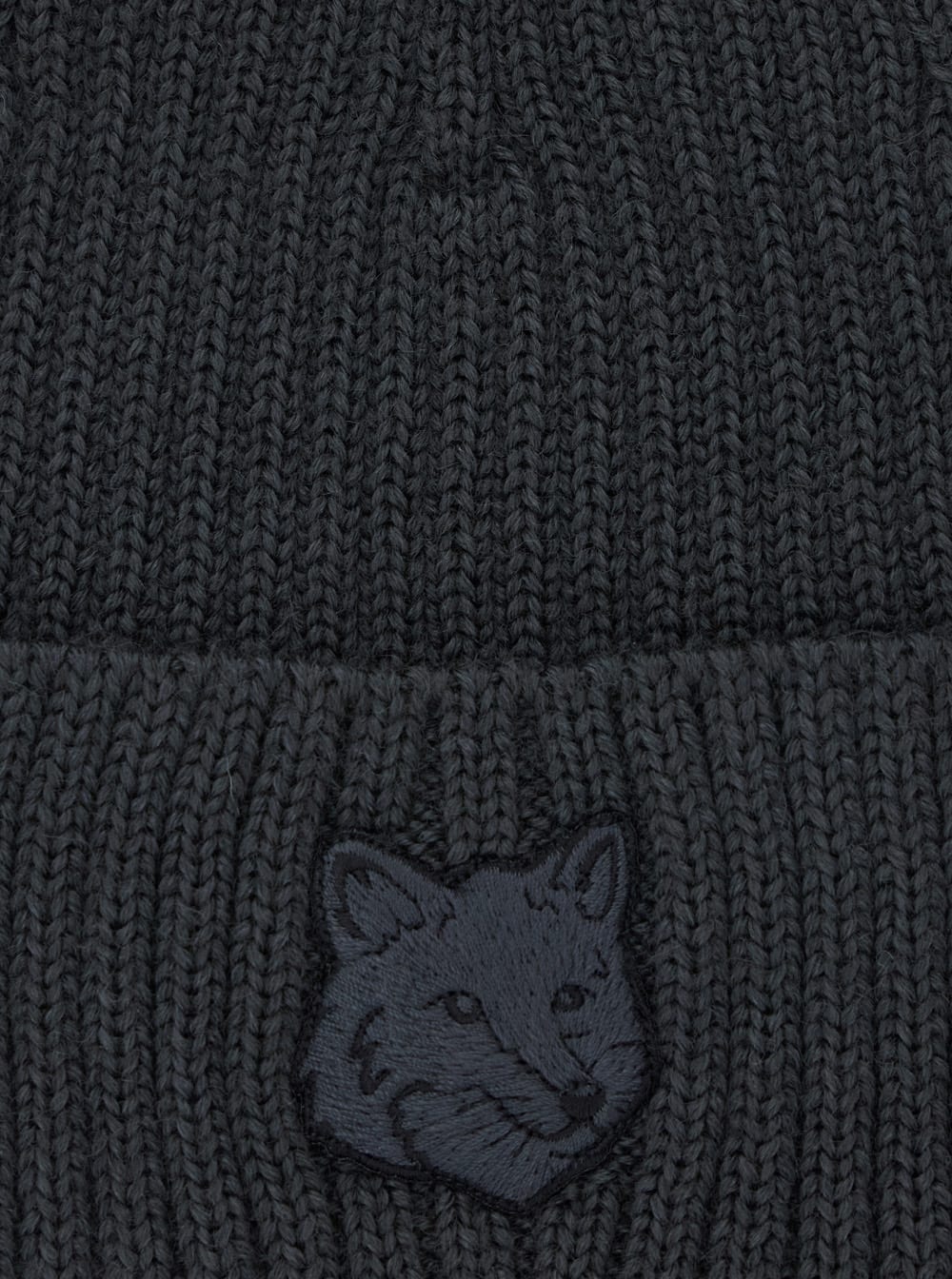 Maison Kitsuné Grey Embroidered Logo Beanie Hat In Black