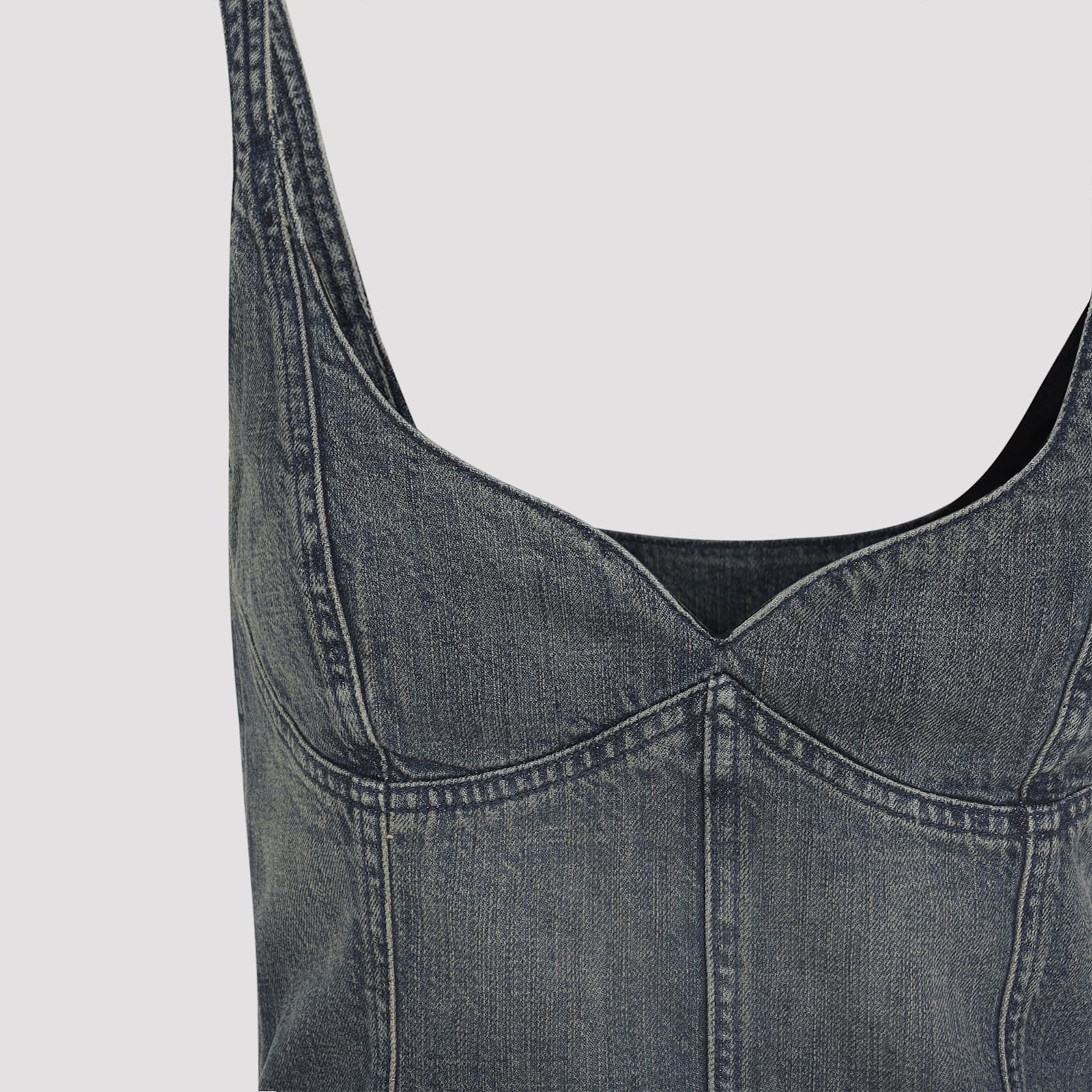 Balenciaga Cropped Sleeveless Top Scoop Neck In Blue