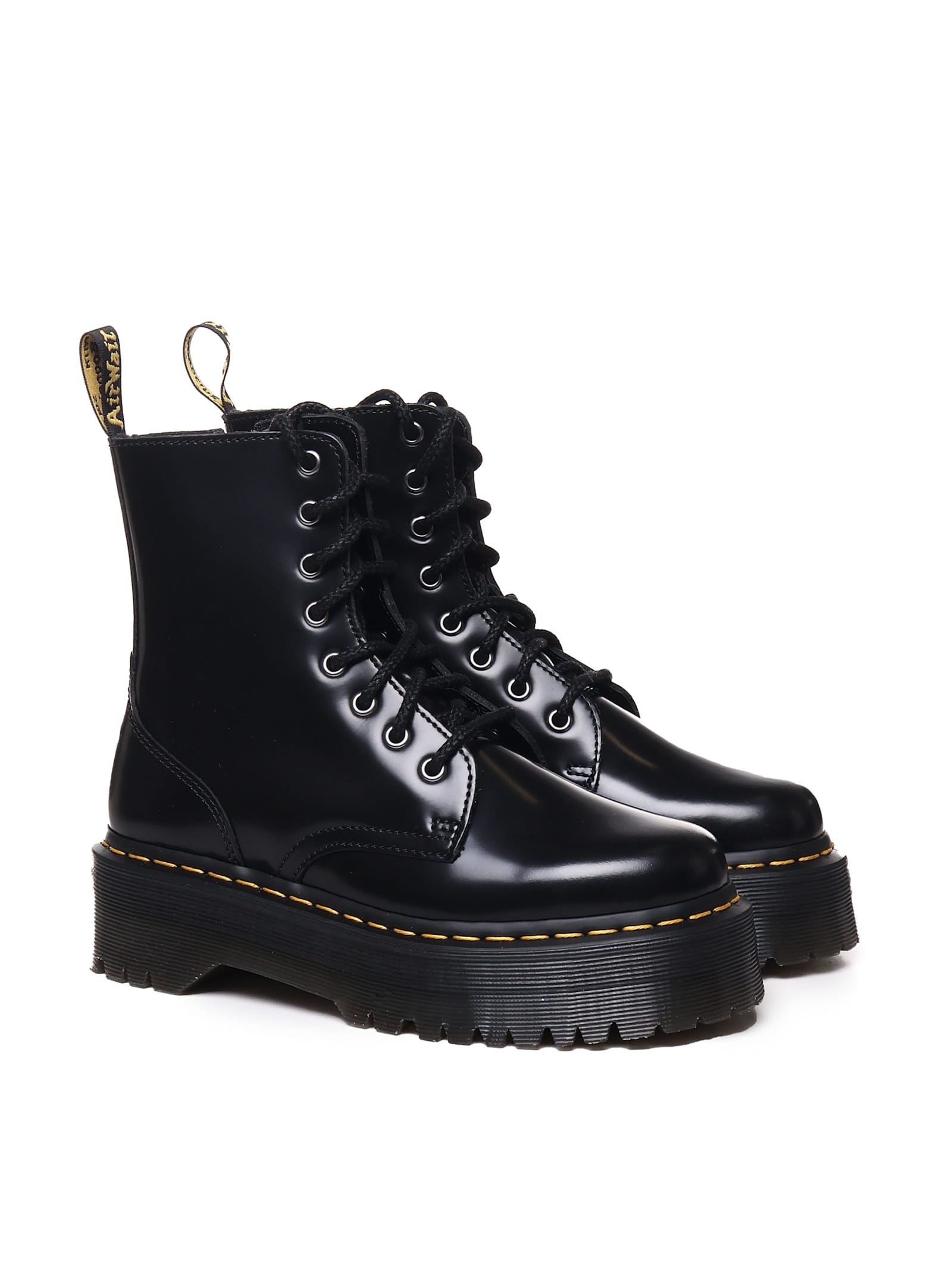 Shop Dr. Martens' Jadon Platform Boots In Black Posiched Smooth