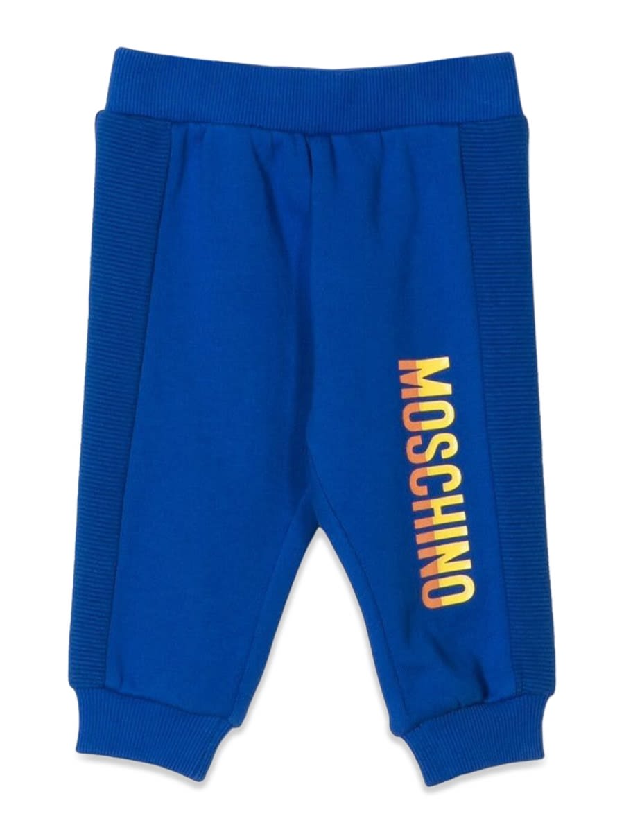 Moschino Babies' Pantalone Jogging Con Logo In Blue