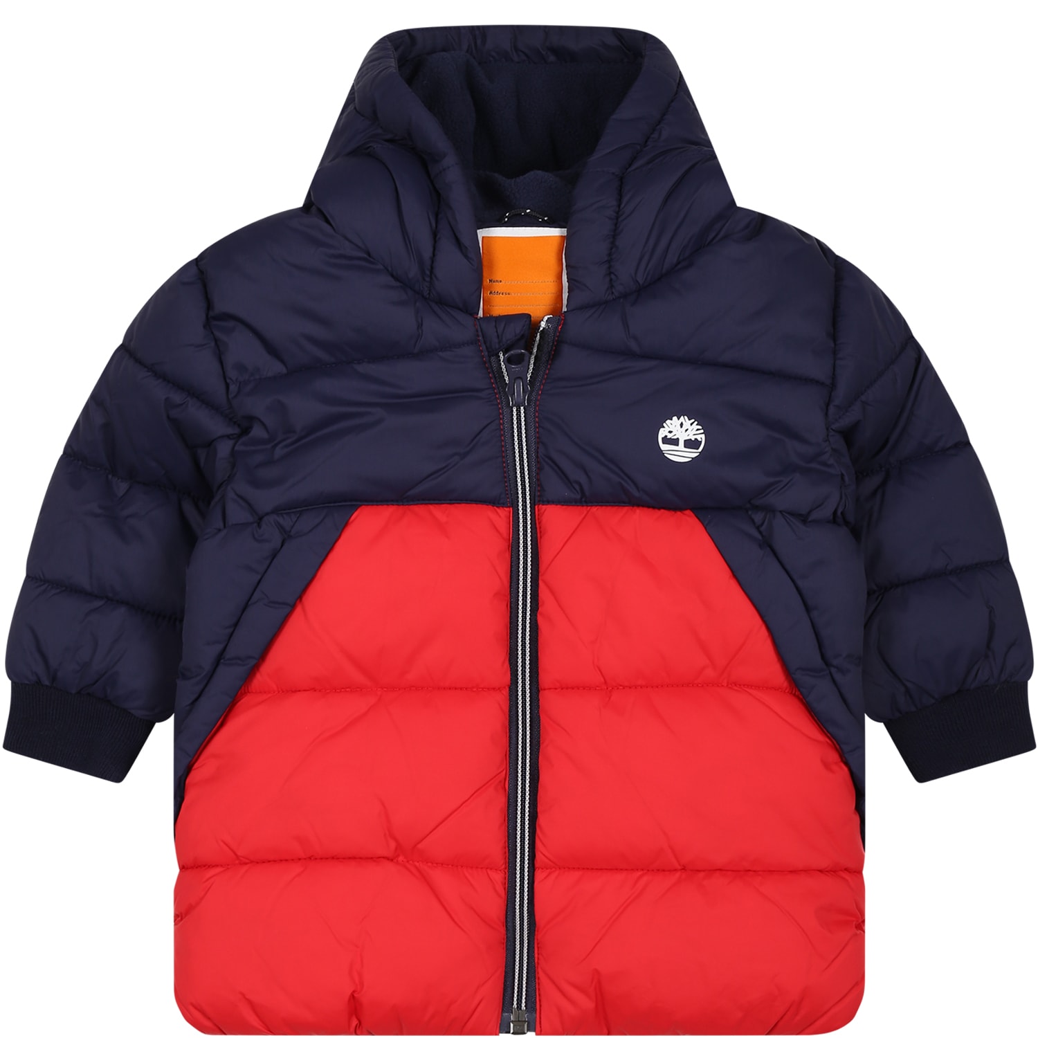 Shop Timberland Blue Down Jacket For Baby Boy With Logo