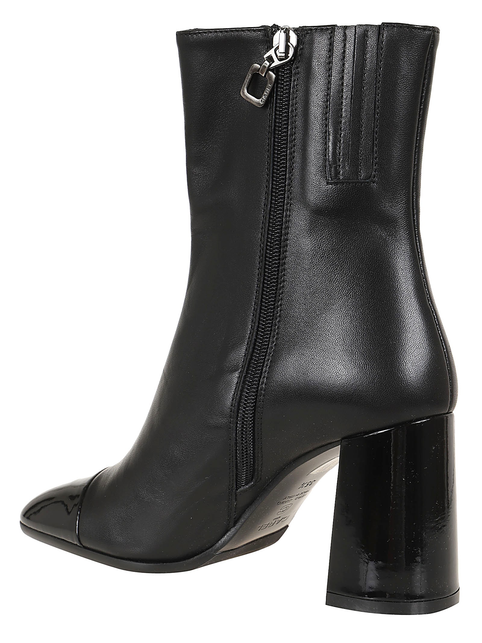 Carel Black Nappa Patent Leather Ankle Boots