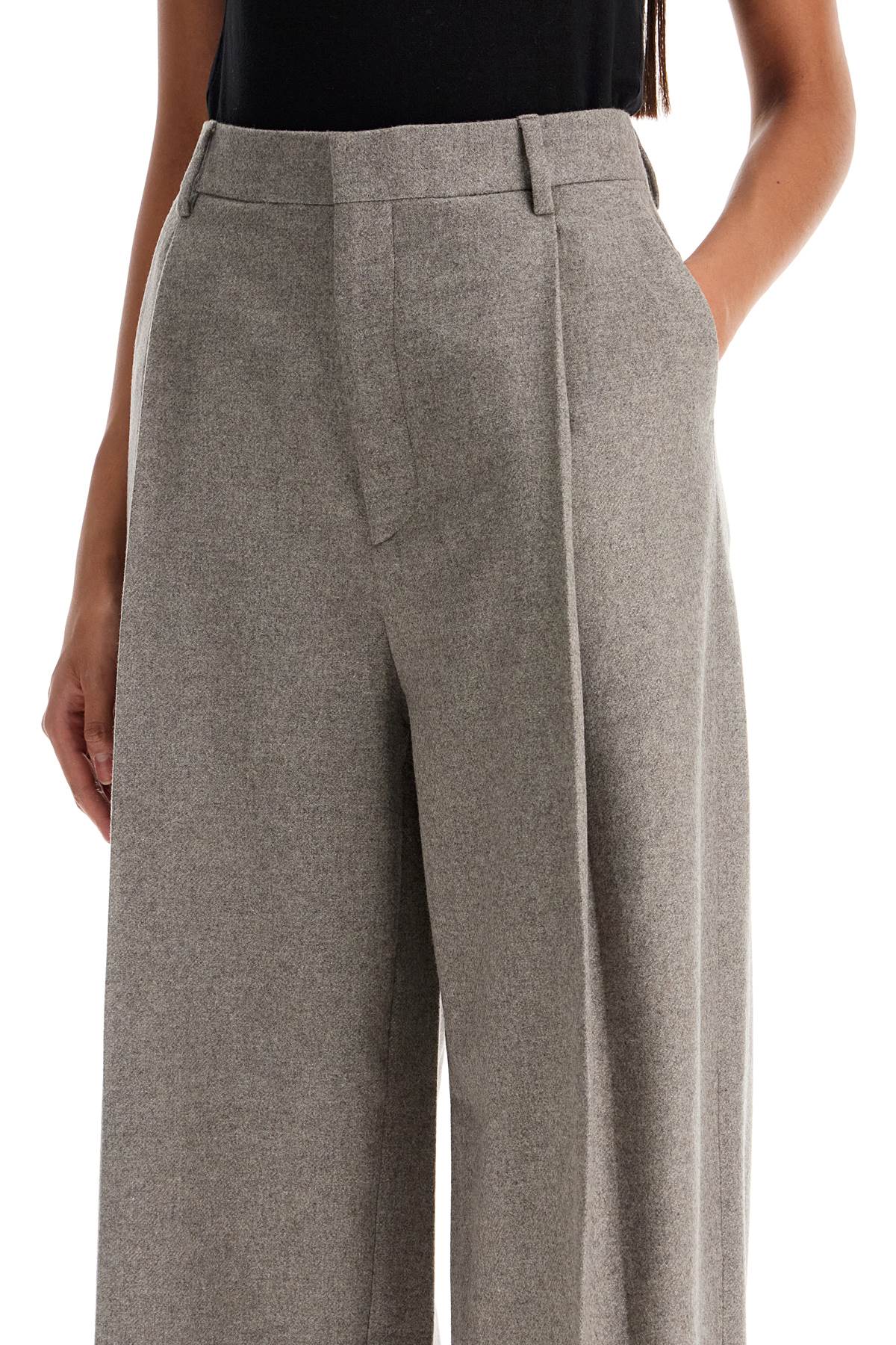 Shop Filippa K Wide Leg Flannel Trousers For Men Or In Driftwood (grey)