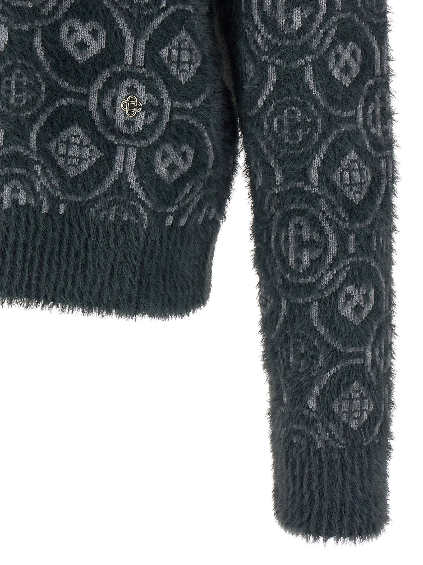Casablanca Fluffy Monogram Sweater In Gray
