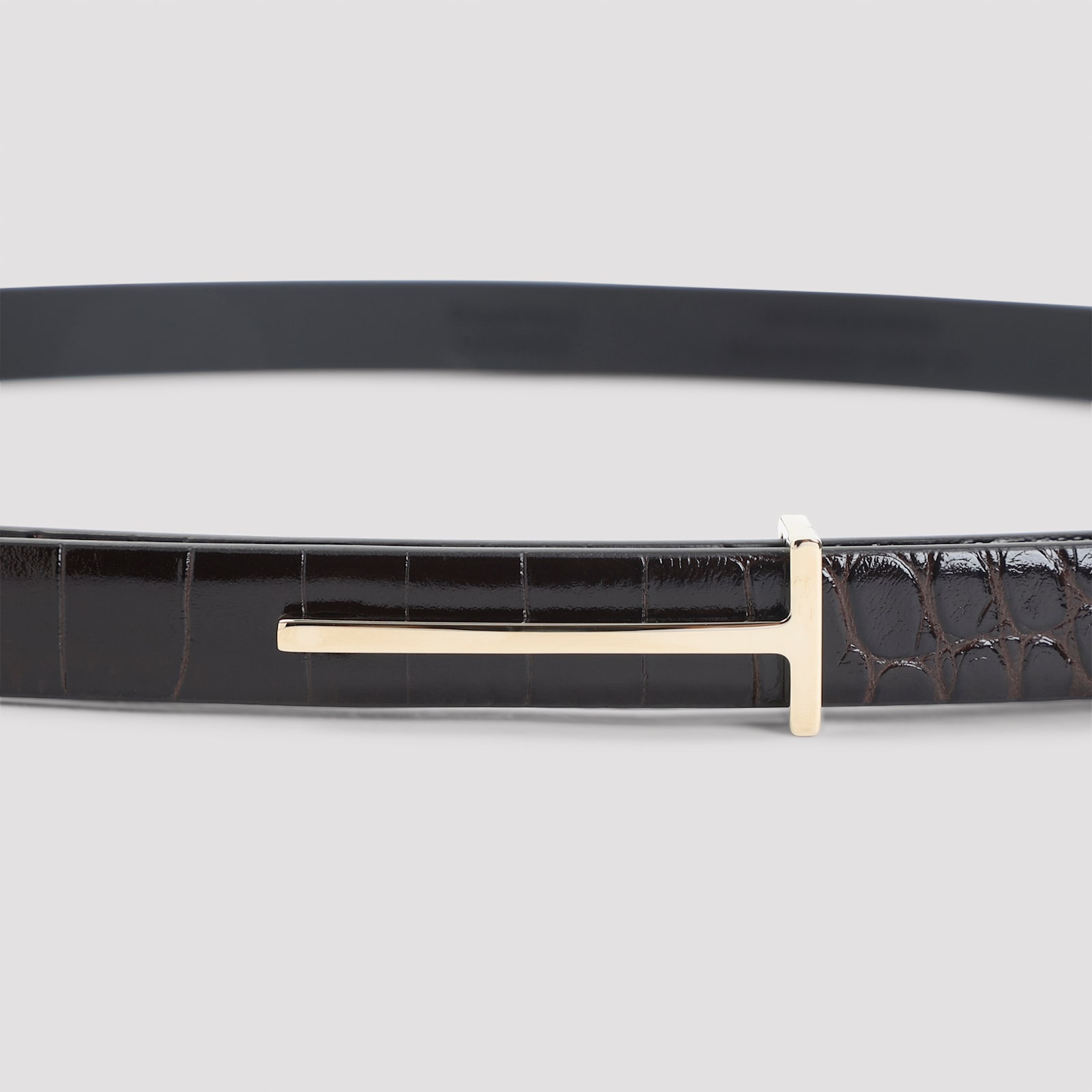 Tom Ford Black Leather Belt In Gray