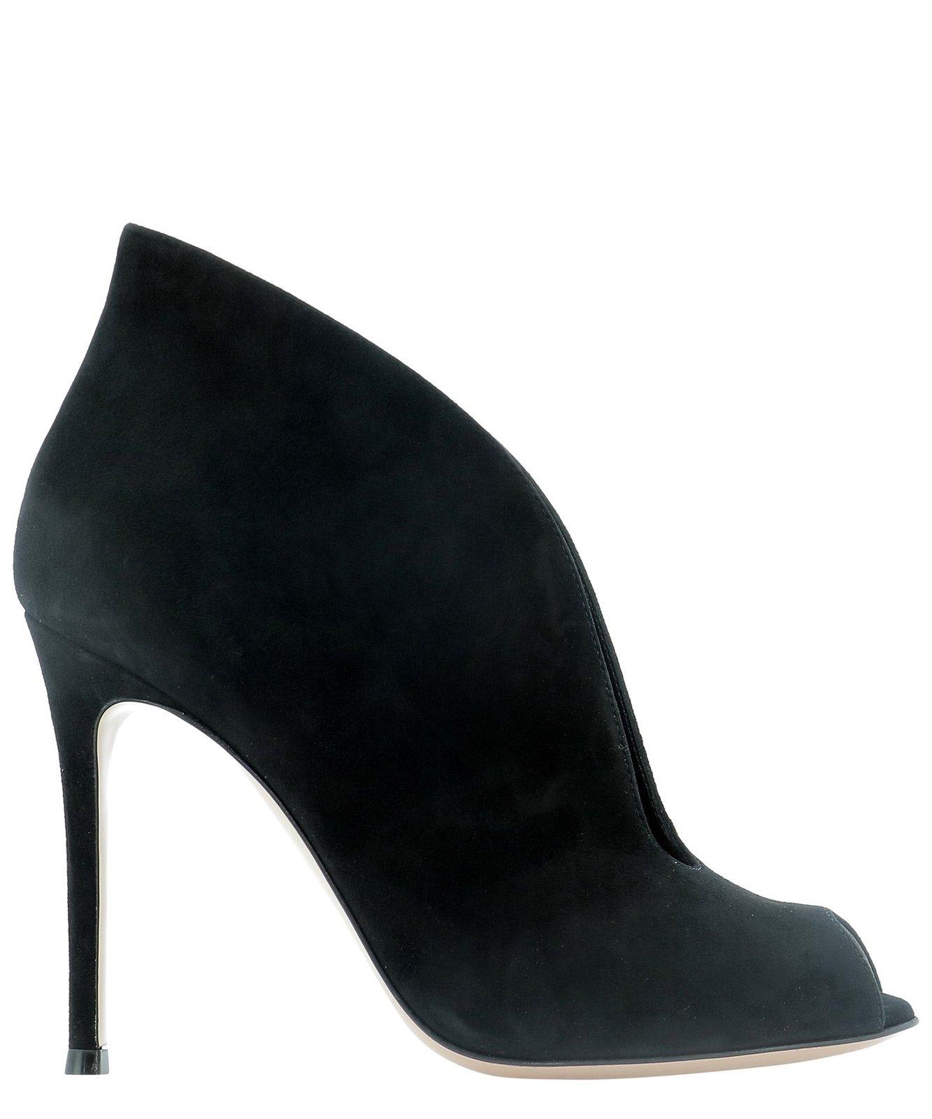 Shop Gianvito Rossi Vamp Peep-toe Heeled Sandals In Black